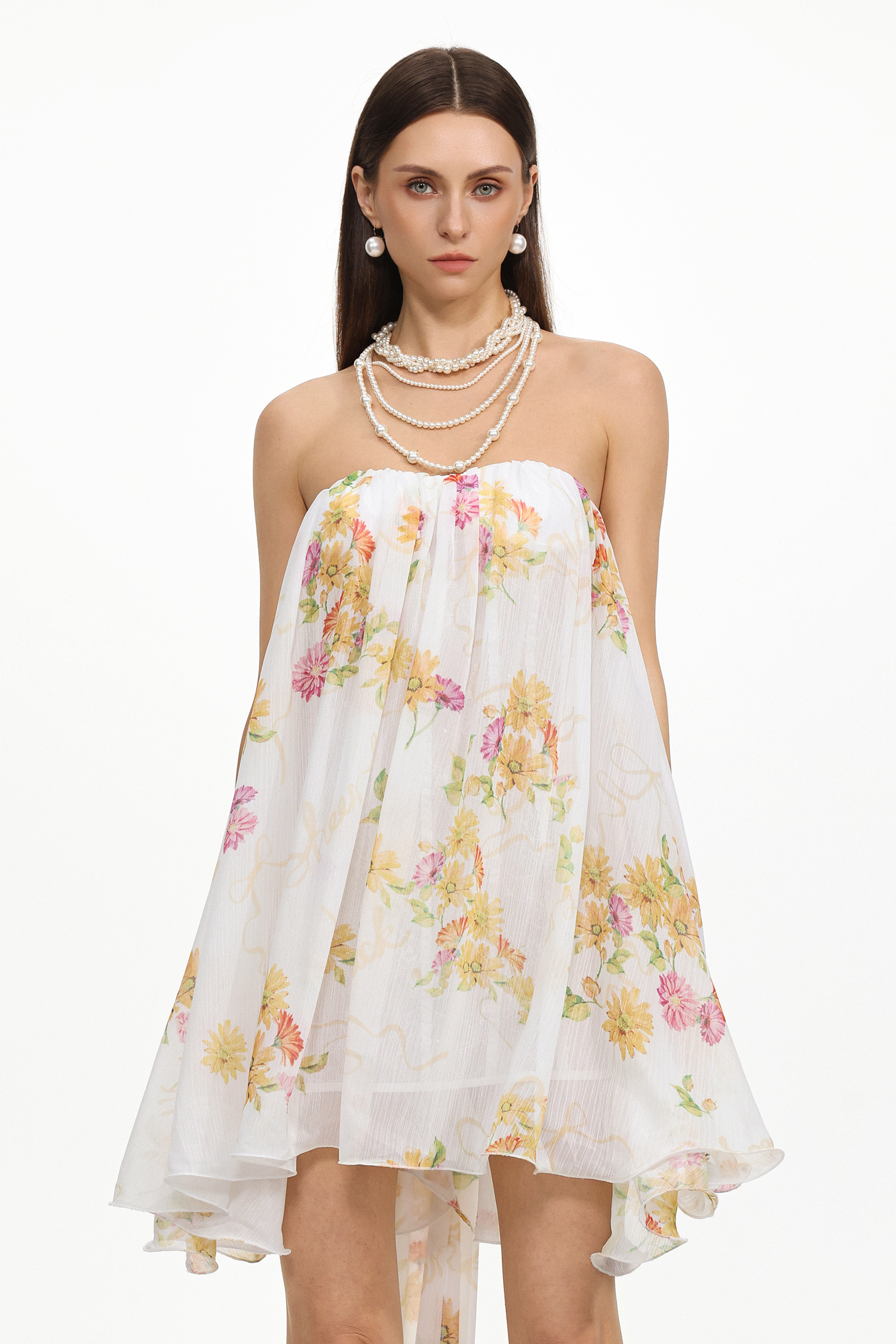 Kanre Resort Flowy Sleeveless Floral Print Chiffon Mini Dress