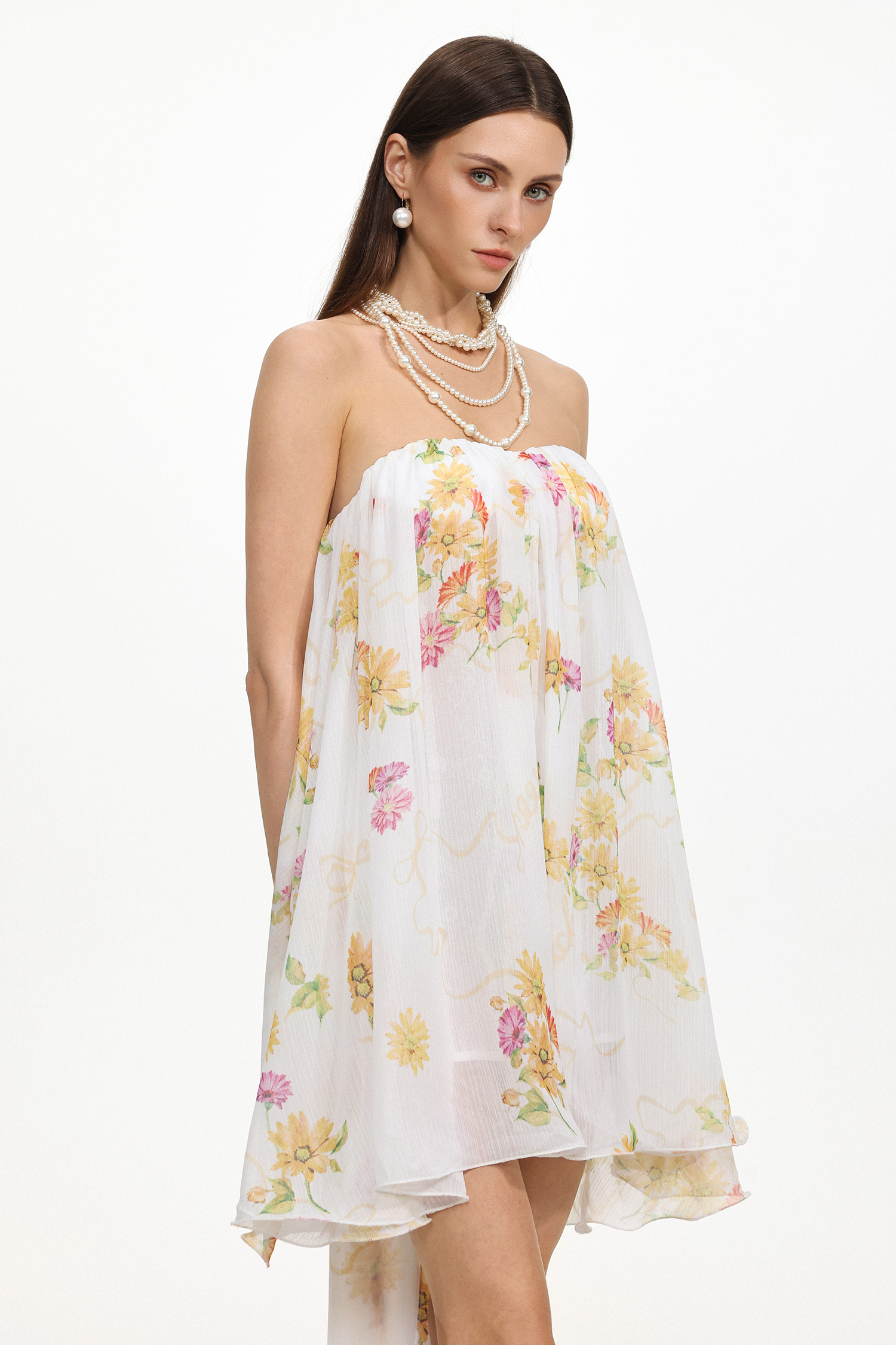 Kanre Resort Flowy Sleeveless Floral Print Chiffon Mini Dress