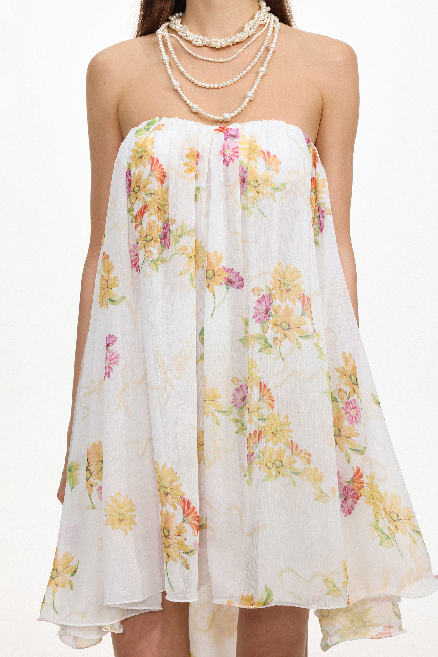 Kanre Resort Flowy Sleeveless Floral Print Chiffon Mini Dress