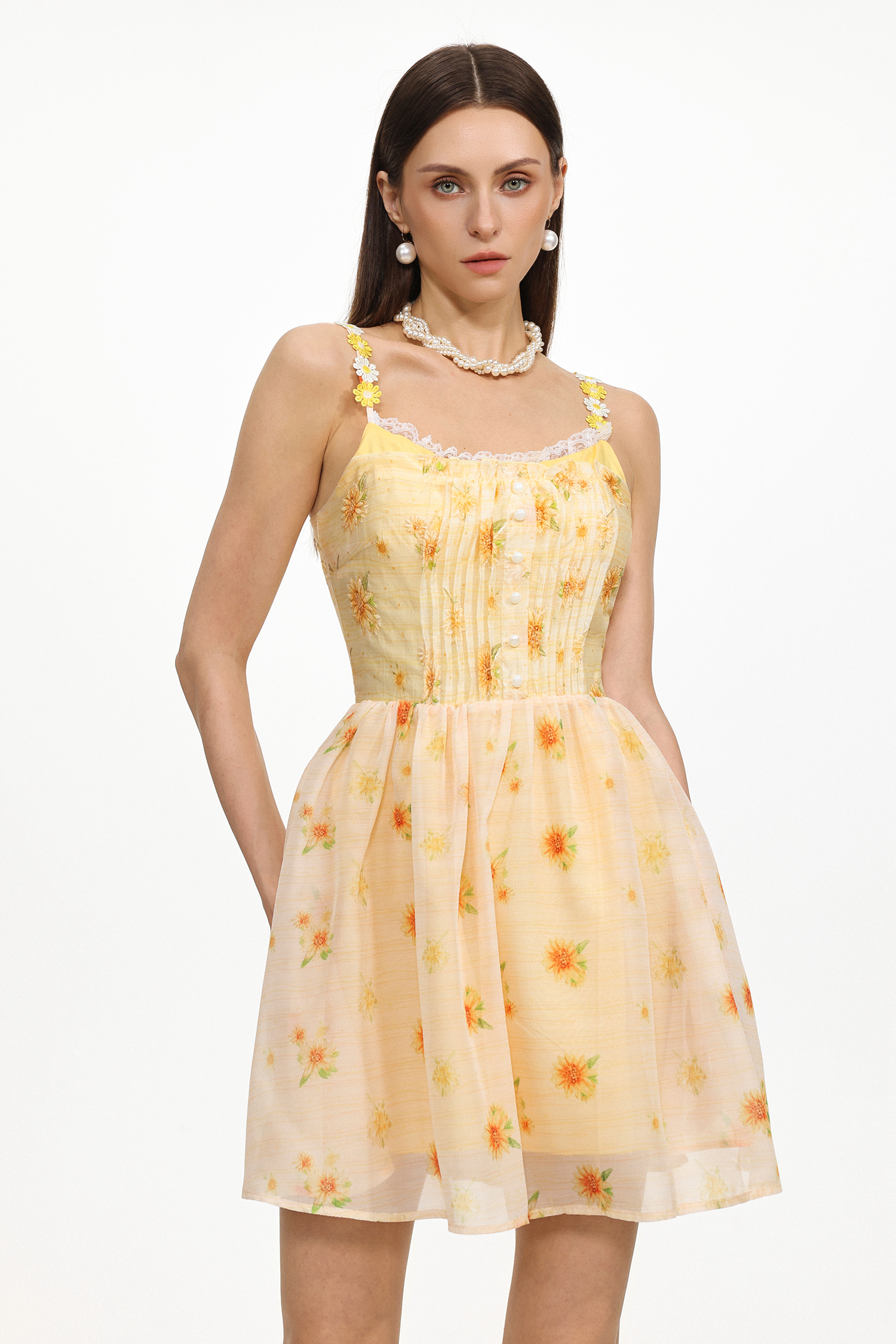 Kalie Resort Flowy Sleeveless Floral Print Woven Mini Dress