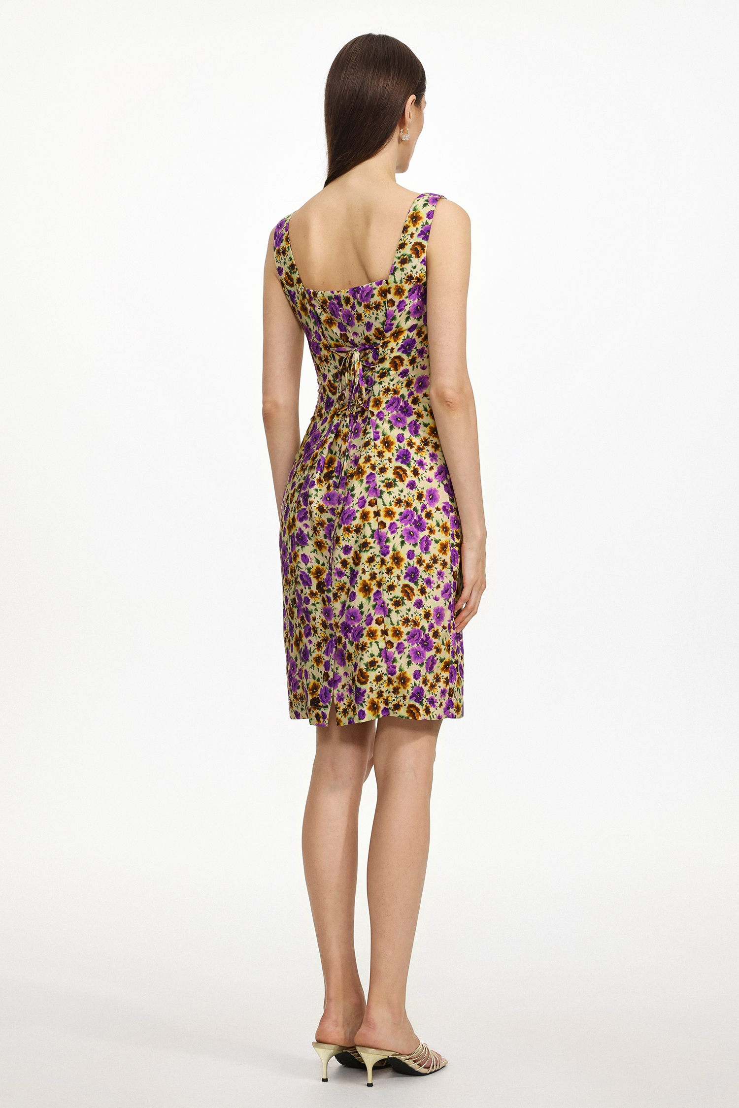 Karmen Resort Cinched Sleeveless Floral Print Woven Mini Dress