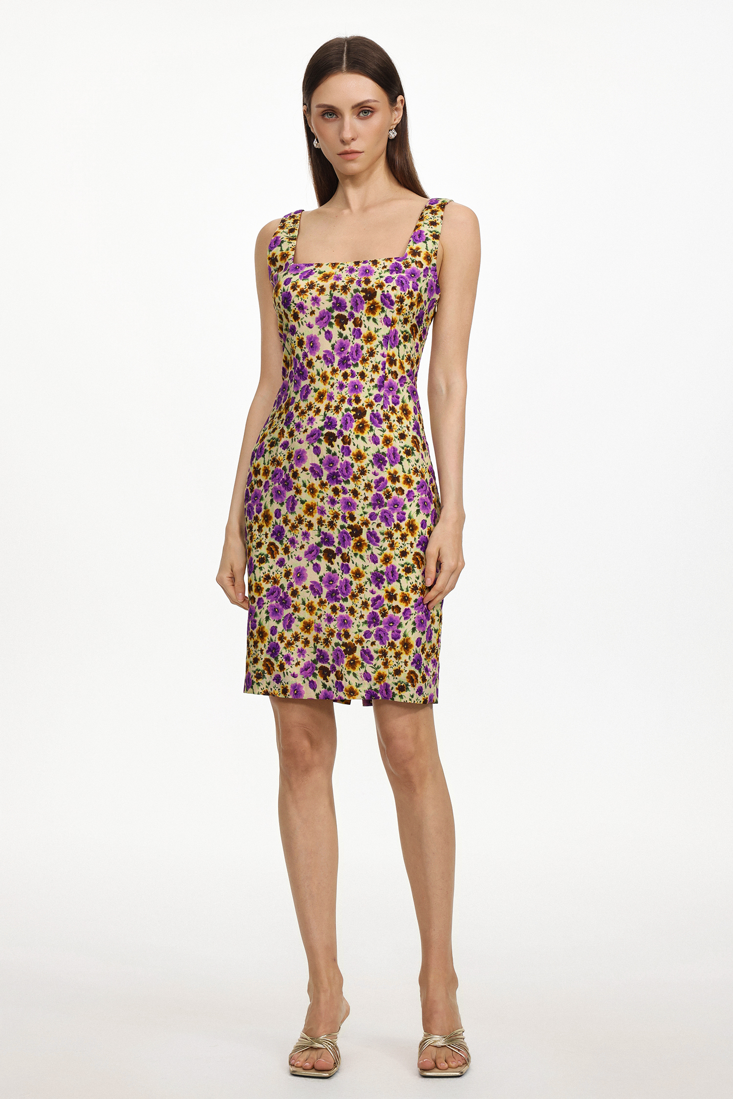 Karmen Resort Cinched Sleeveless Floral Print Woven Mini Dress