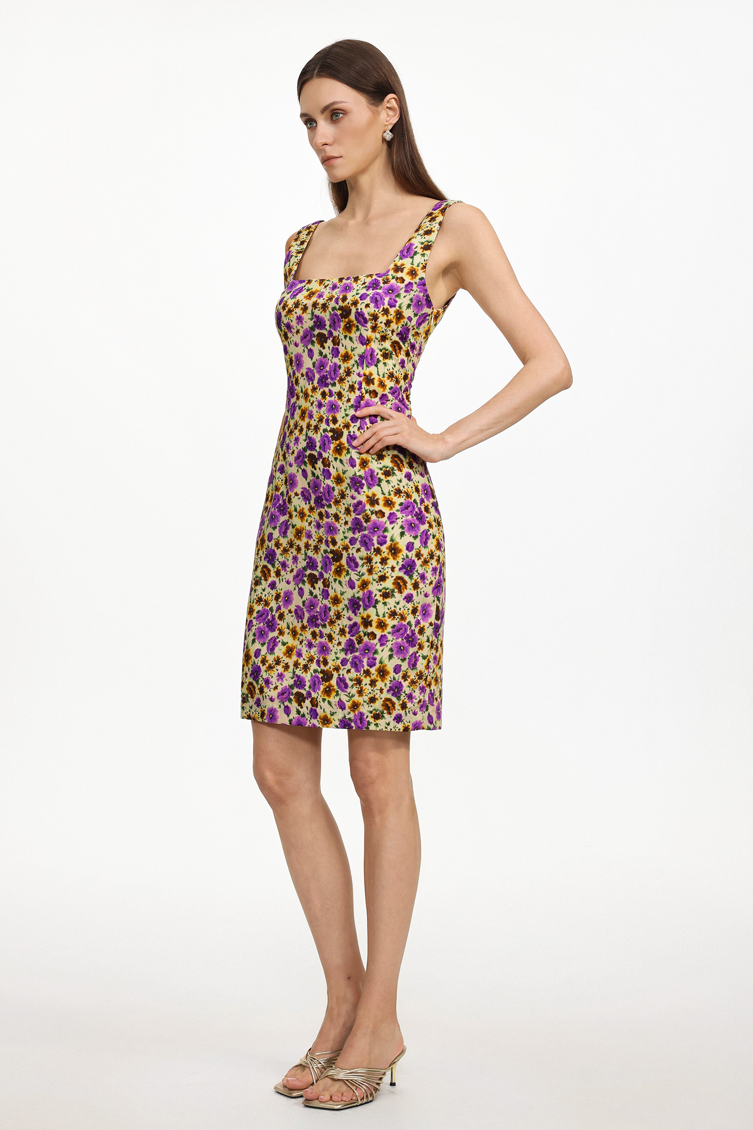 Karmen Resort Cinched Sleeveless Floral Print Woven Mini Dress