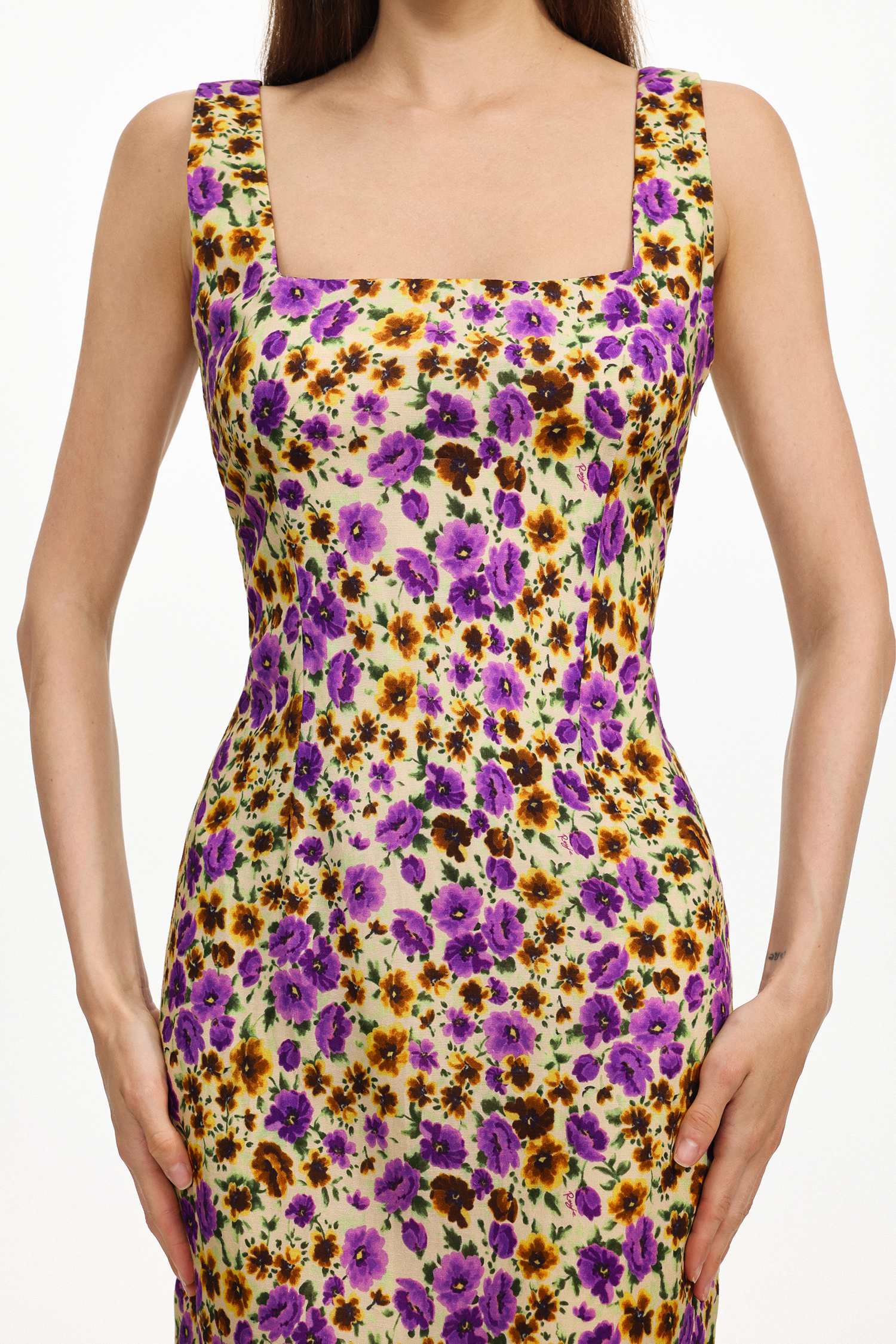 Karmen Resort Cinched Sleeveless Floral Print Woven Mini Dress