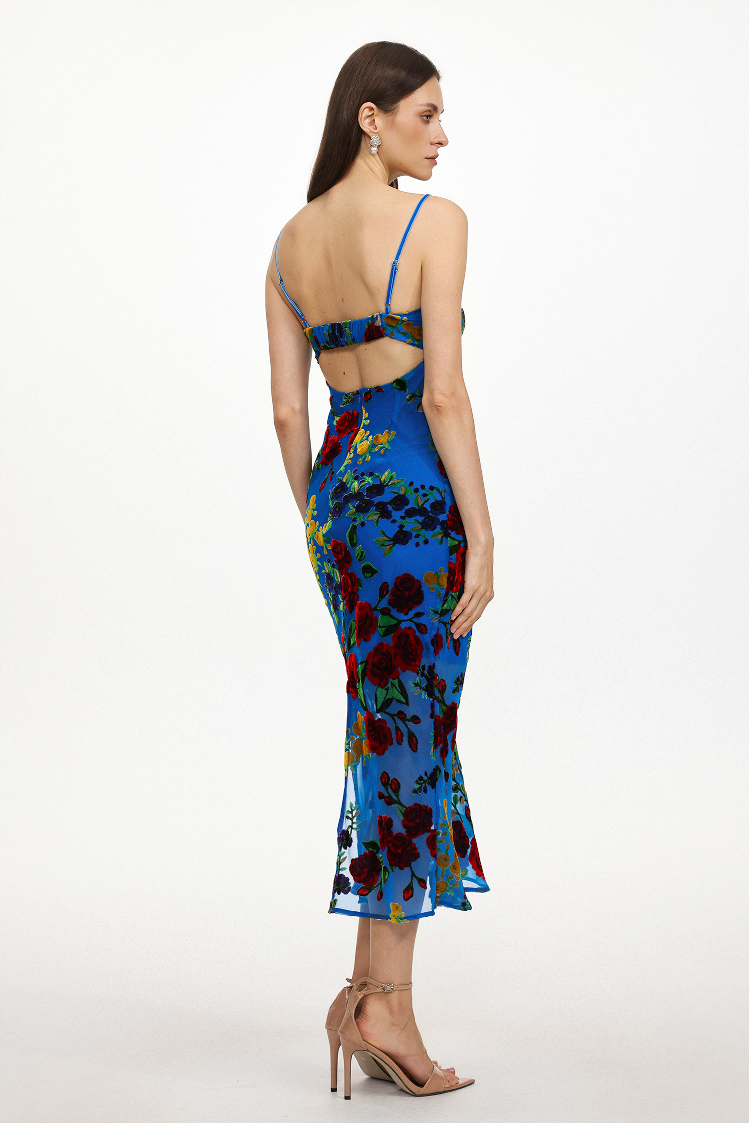 Ena Resort Cinched Sleeveless Floral Print Knit Maxi Dress