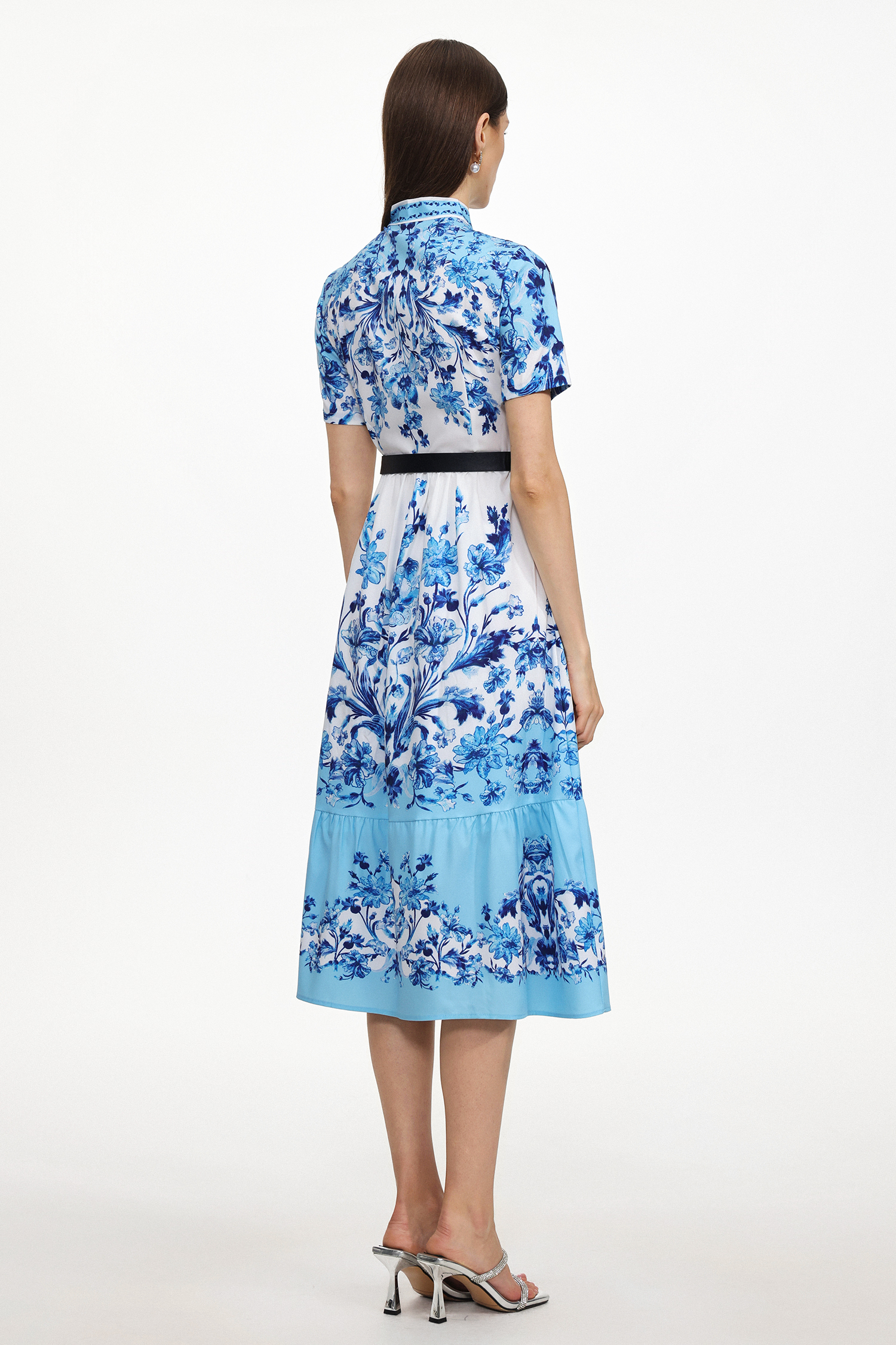 Lorena Resort Flowy Short Sleeve Floral Print Woven Midi Dress