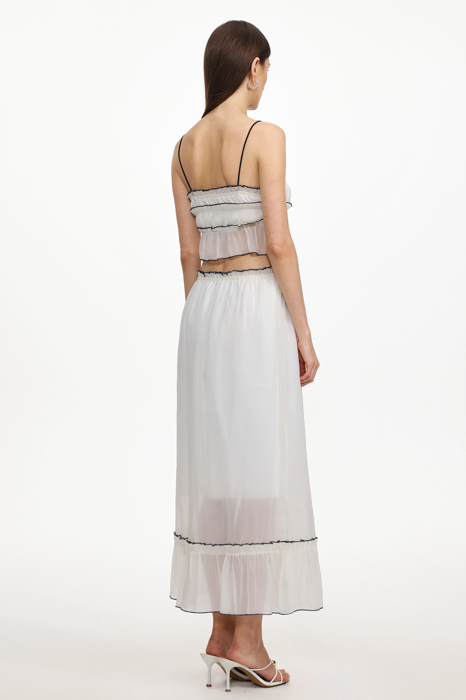 Teresa Resort Flowy Sleeveless Bow Ruched Woven Top and Skirt Two Piece Set