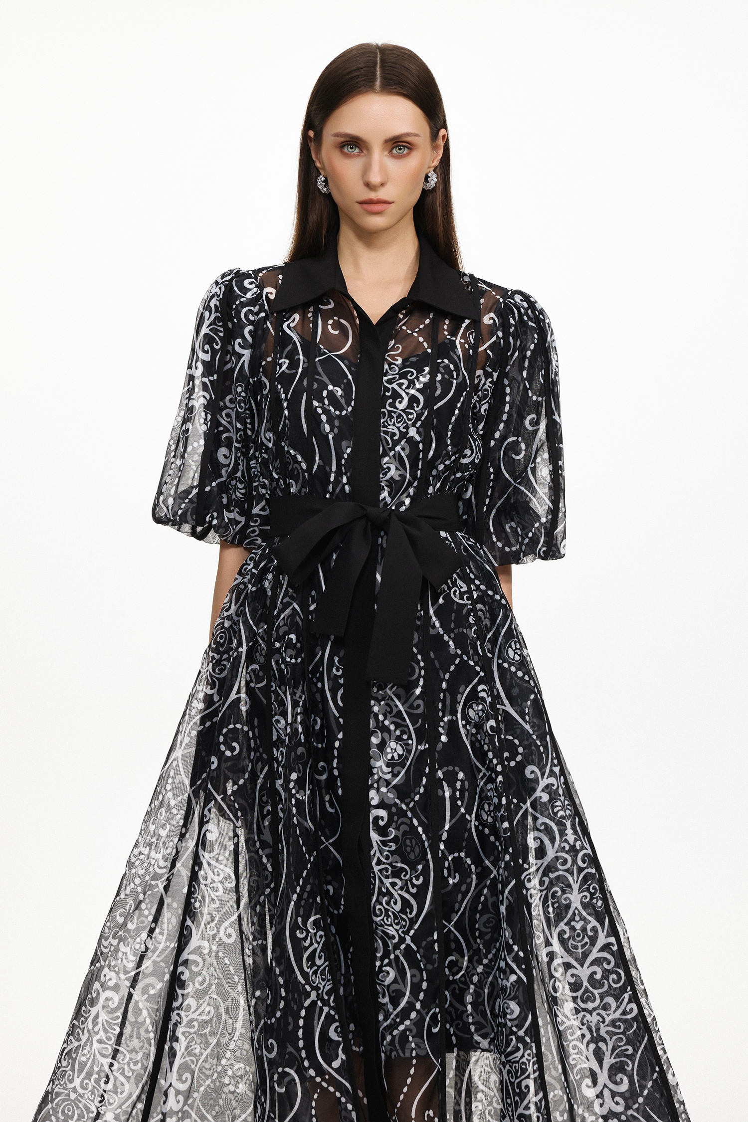 Vakana Resort Flowy Puff Sleeve Floral Woven Maxi Dress