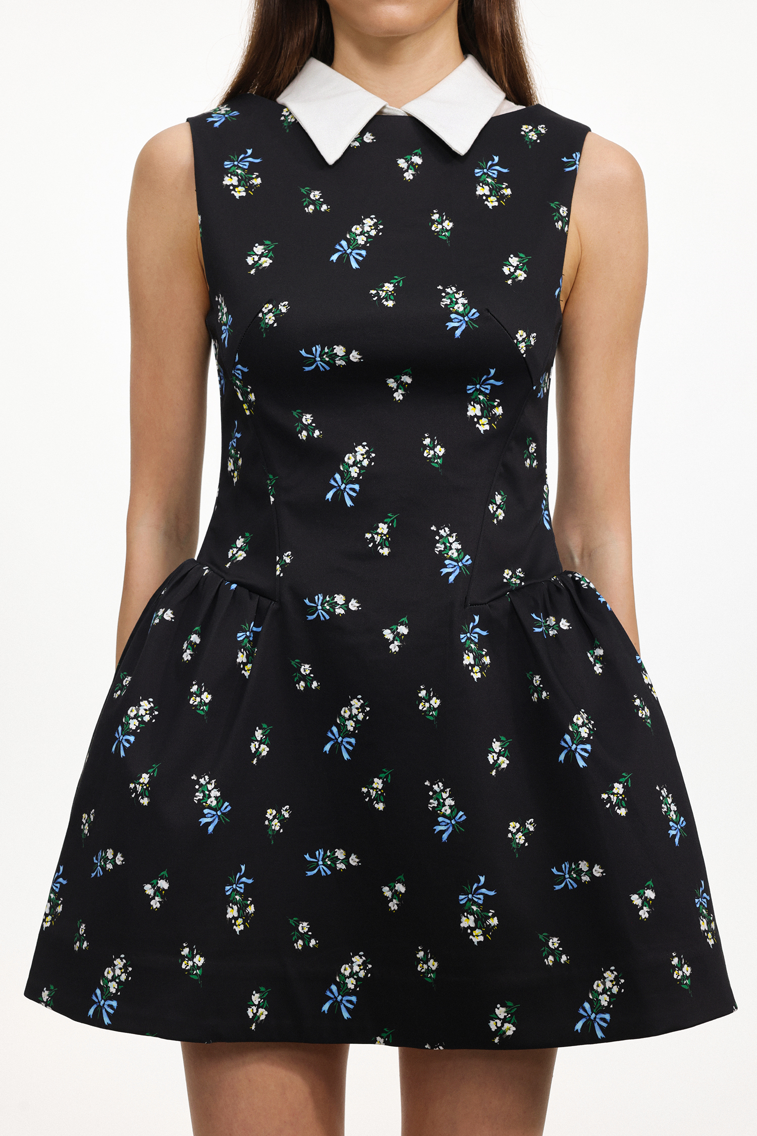 Giselle Chic Tailored Sleeveless Floral Print Woven Mini Dress