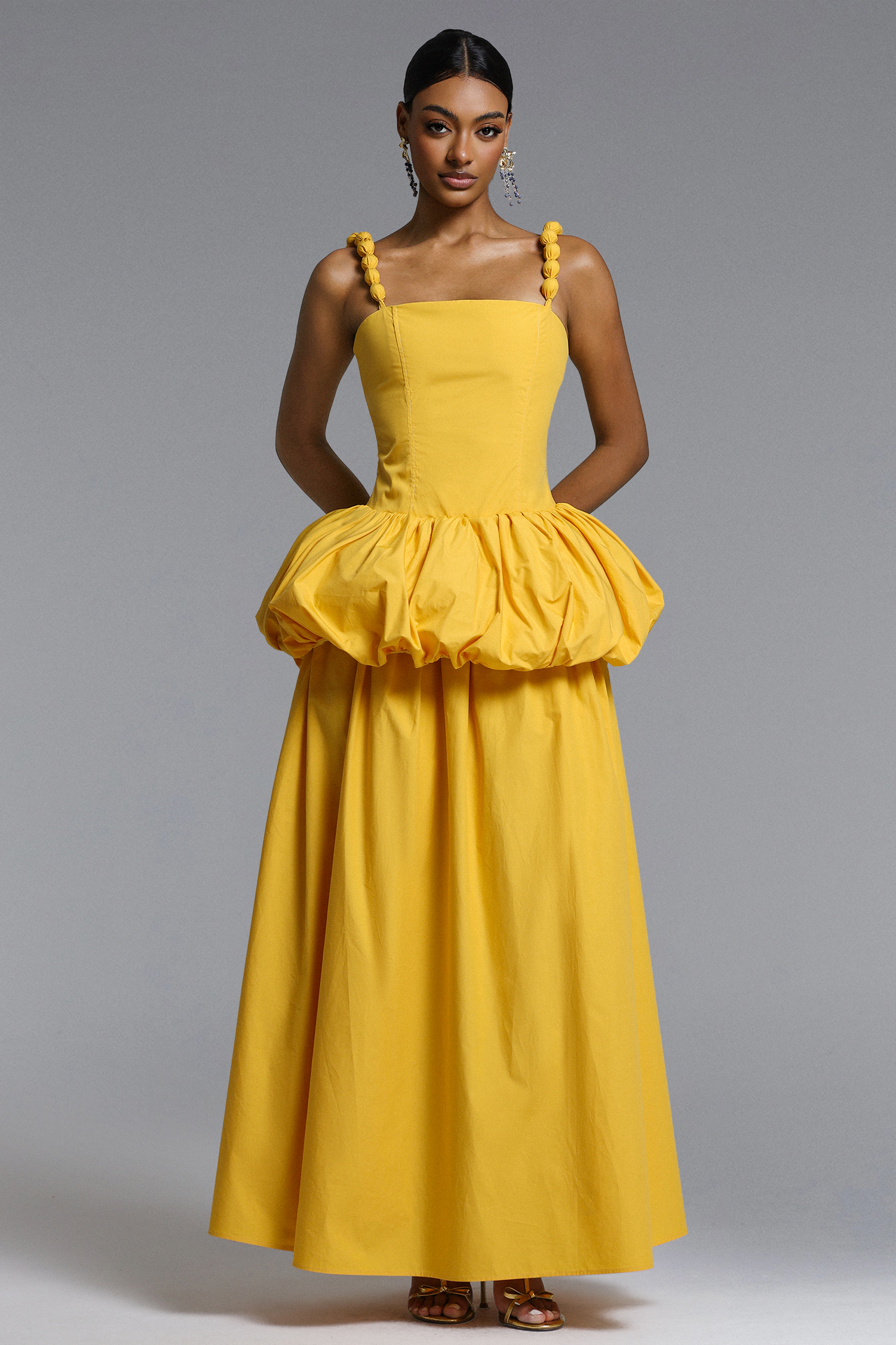 Sierra Classic Tailored Square Neck Puff Maxi Dress