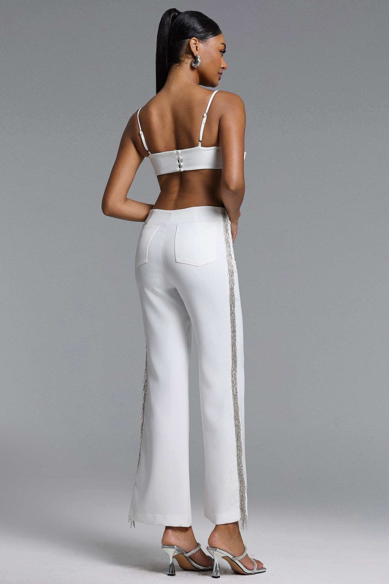 Wilson Chic Tailored Floral Crop Top and Pant Set