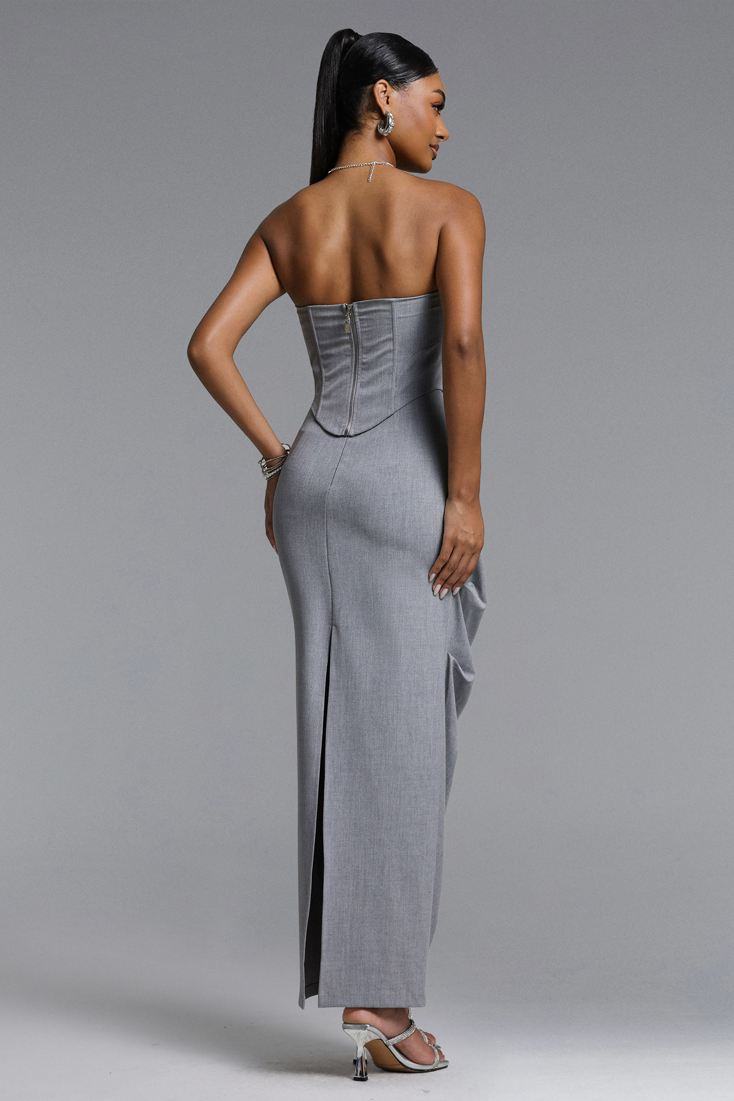 Sanna Chic Contour Strapless Cut Out Ruched Top and Skirt Set