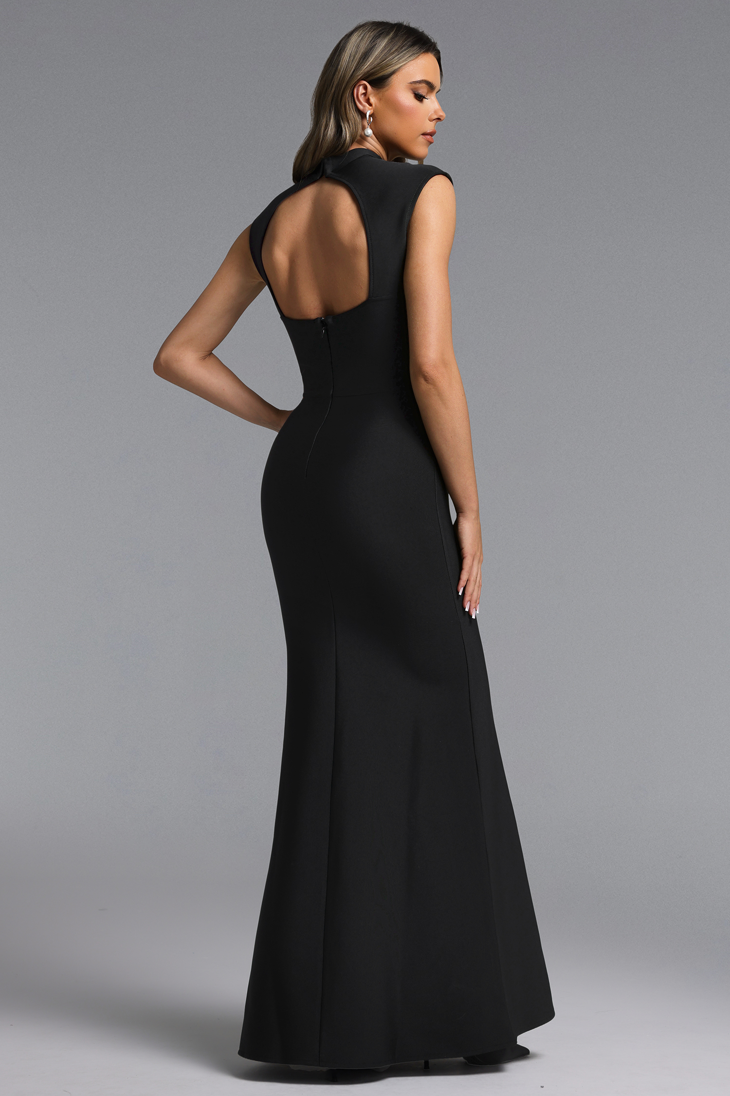 Kyler Glamorous Contour Sleeveless Cut Out Pearl Bandage Maxi Dress