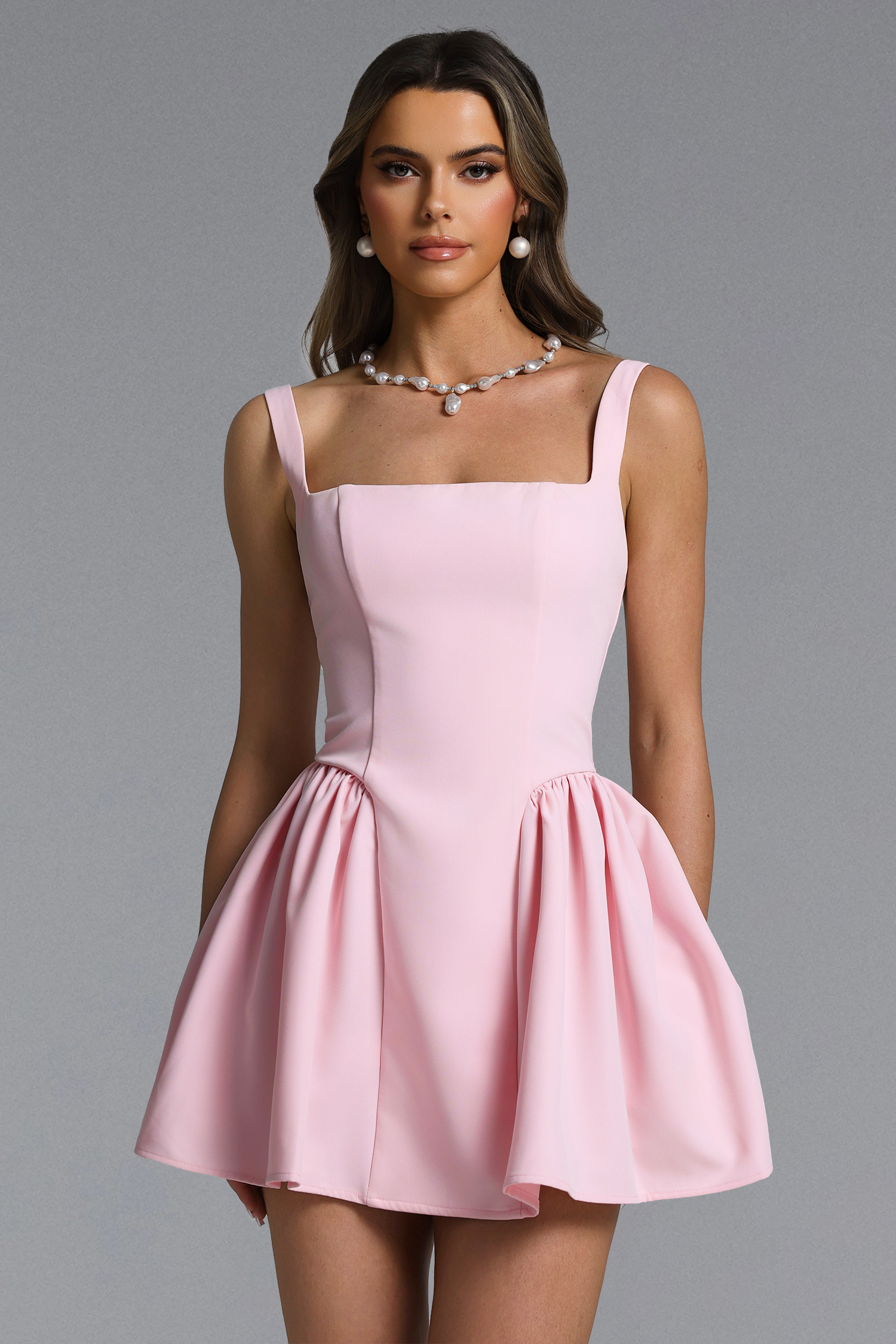 Nylah Romantic Tailored Ruched Woven Mini Dress