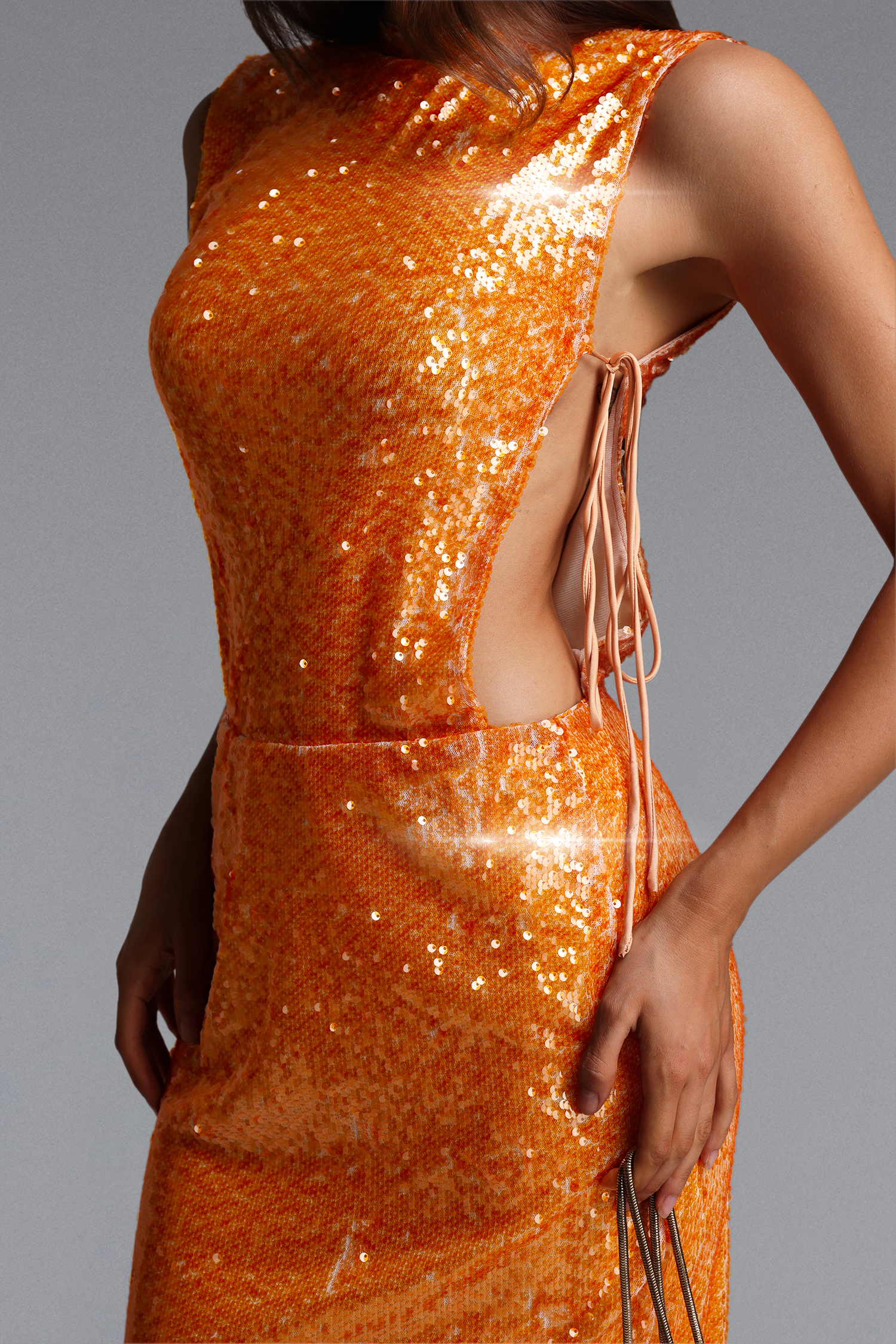 Tazeda Glamorous Contour Sleevelss Sequin Maxi Dress