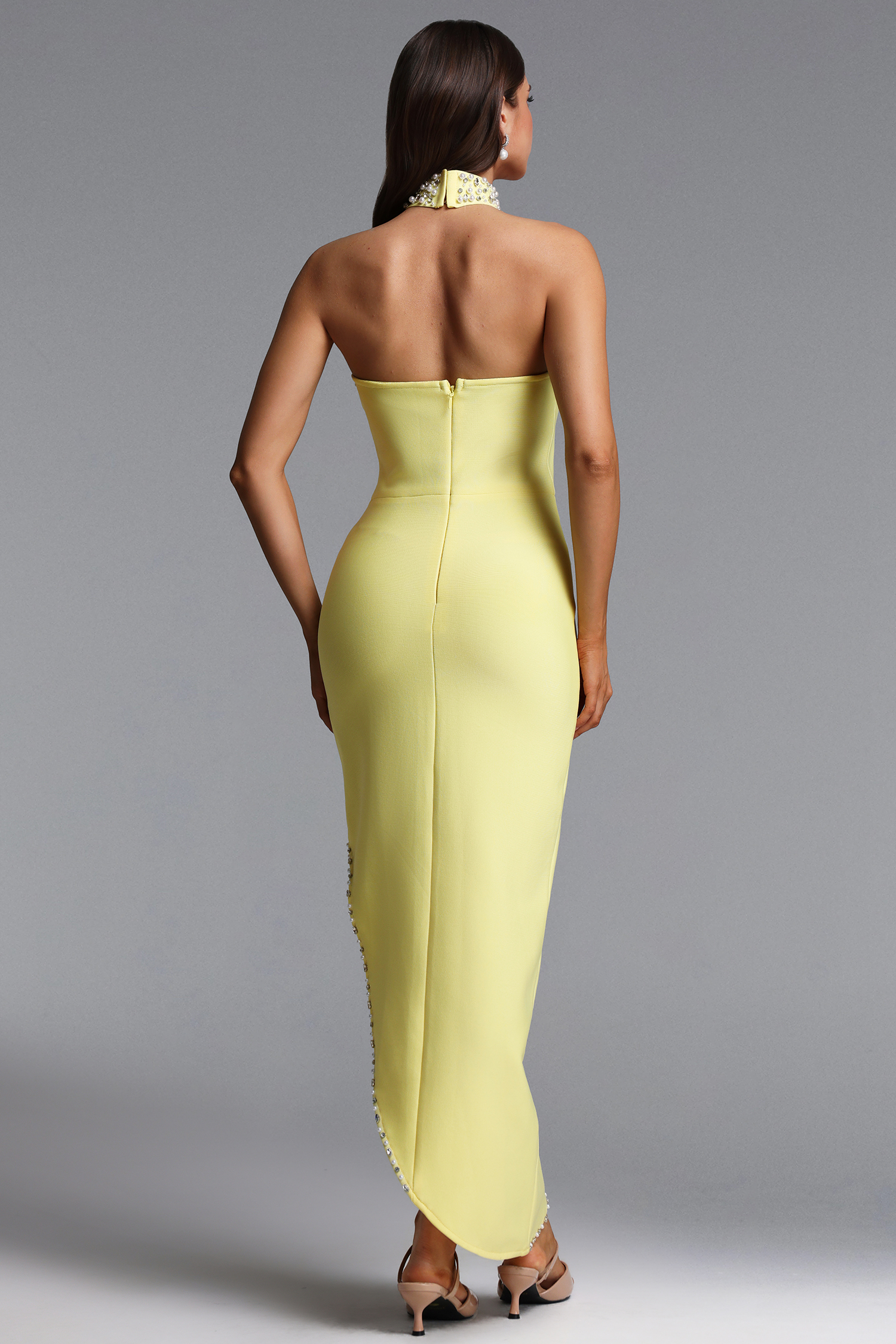 TriasaGlamorous Contour Strapless Rhinestone Bandage Maxi Dress