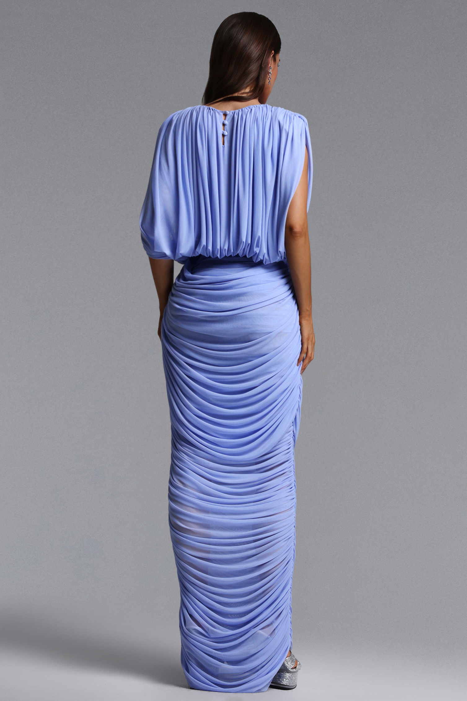 Lousia Chic Flowy Ruched Knit Top and Skirt Set