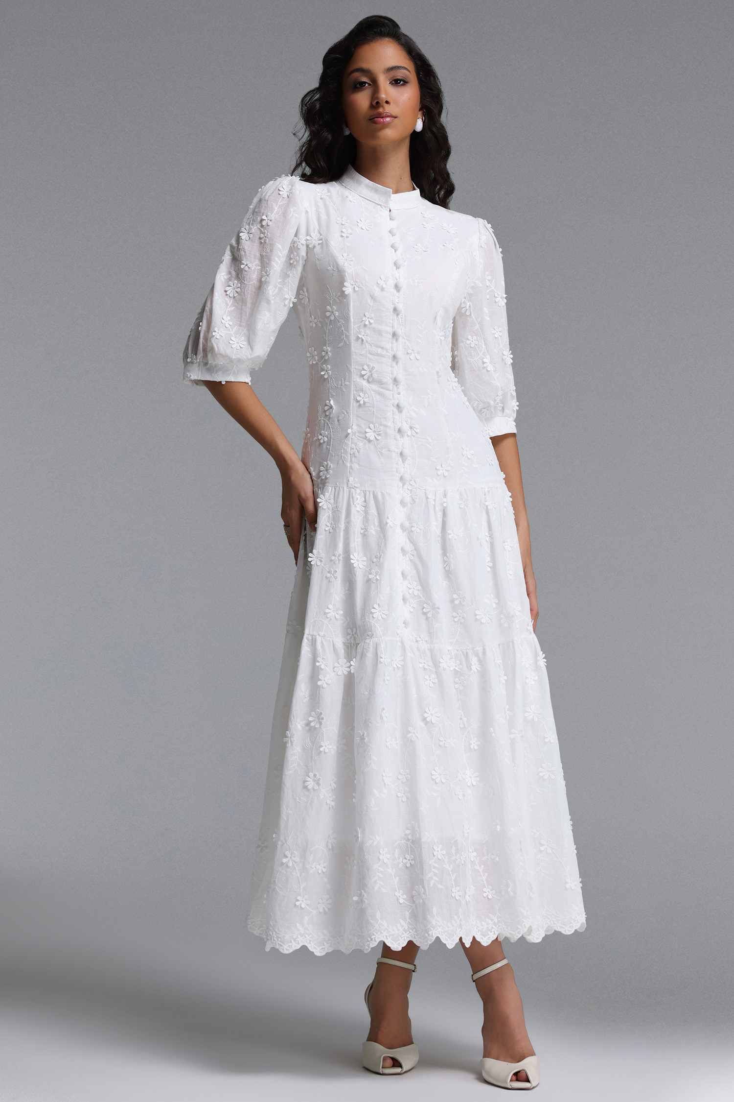 Plume Resort Flowy Short Sleeve Floral Woven Maxi Dress