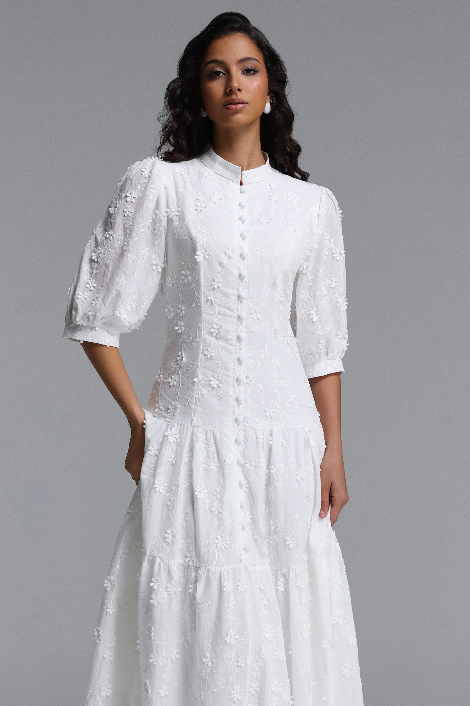 Plume Resort Flowy Short Sleeve Floral Woven Maxi Dress