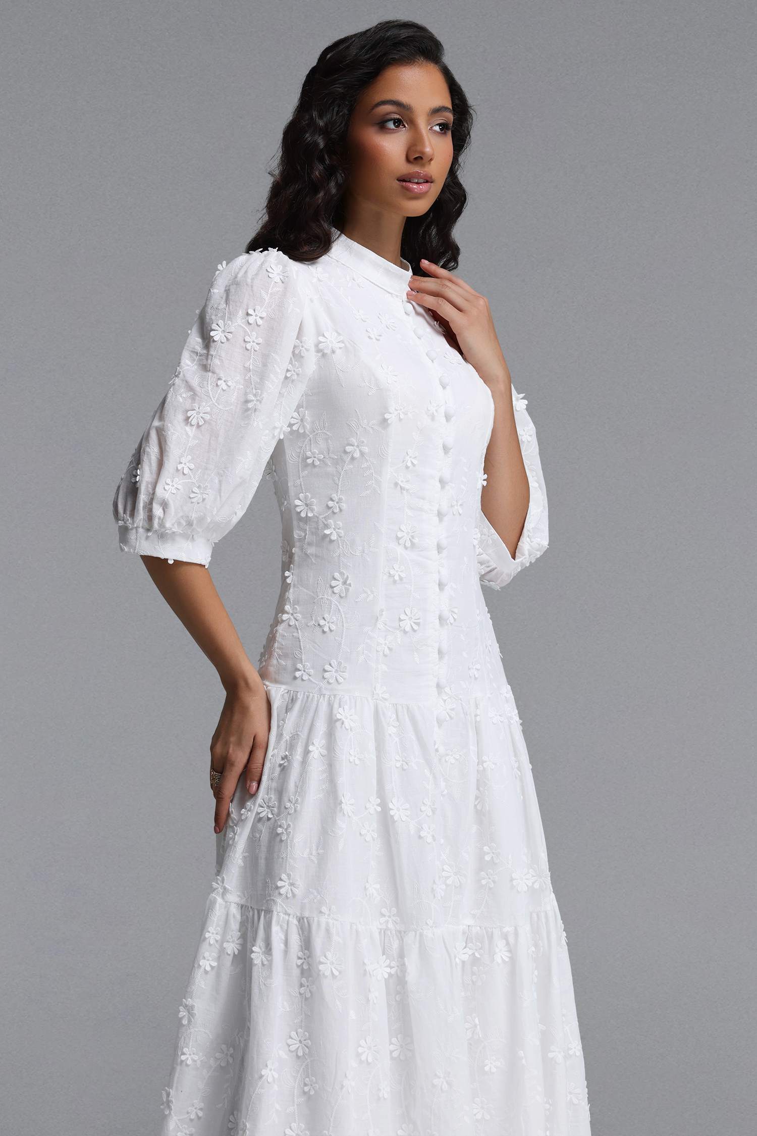 Plume Resort Flowy Short Sleeve Floral Woven Maxi Dress