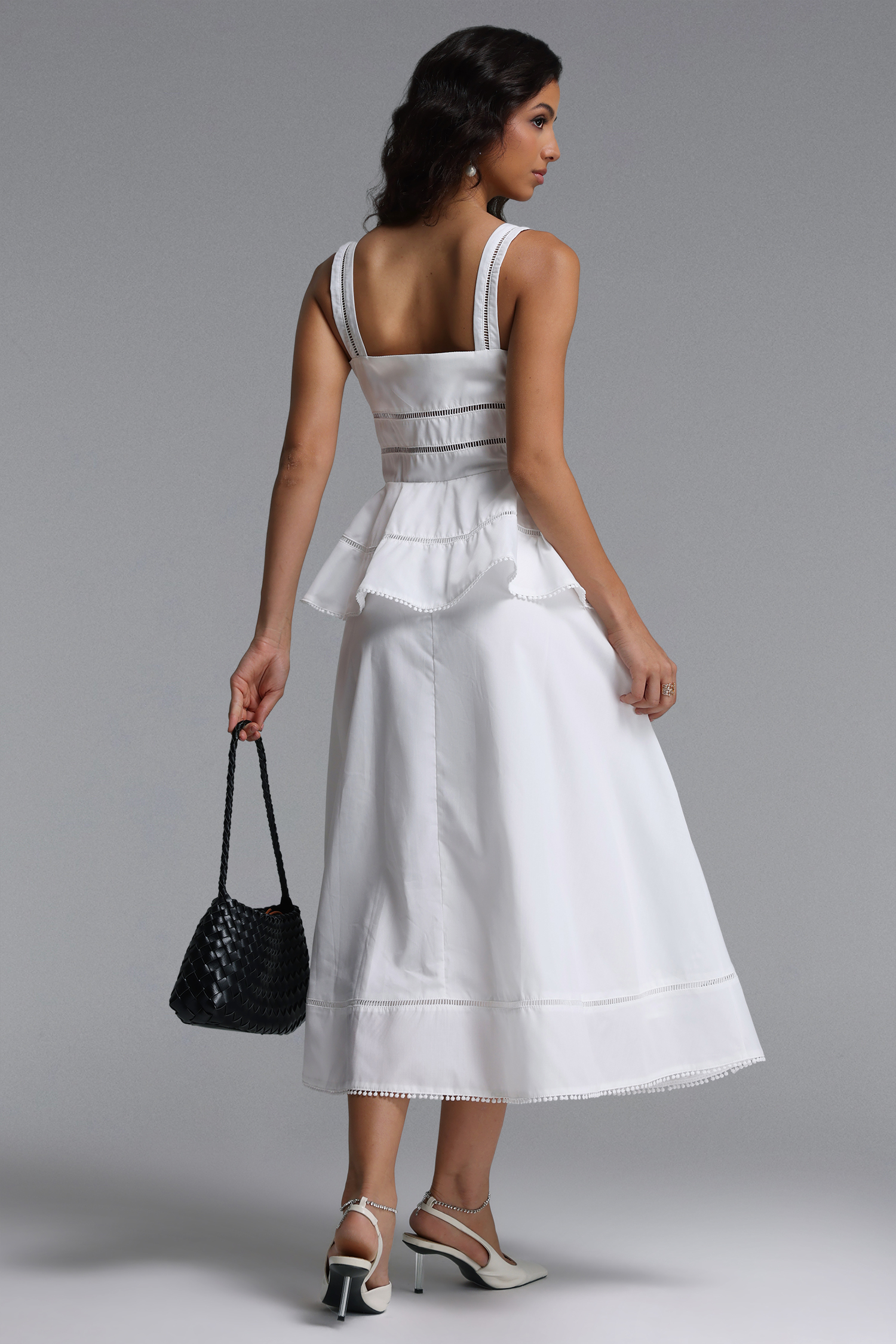 Hatsie Elegant Cinched Sleeveless Cut Out Woven Maxi Dress