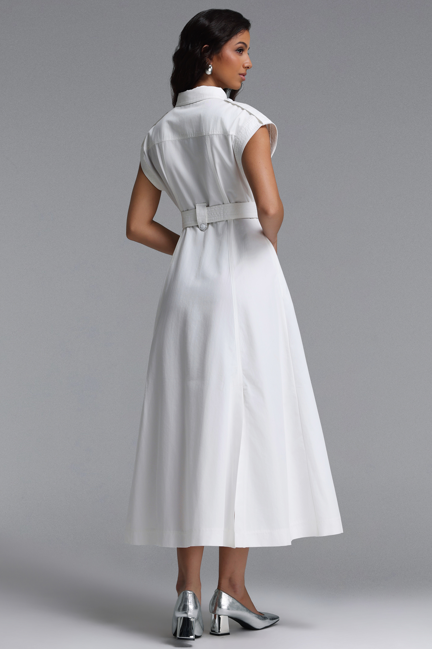 Siayh Elegant Tailored Sleeveless Woven Maxi Dress