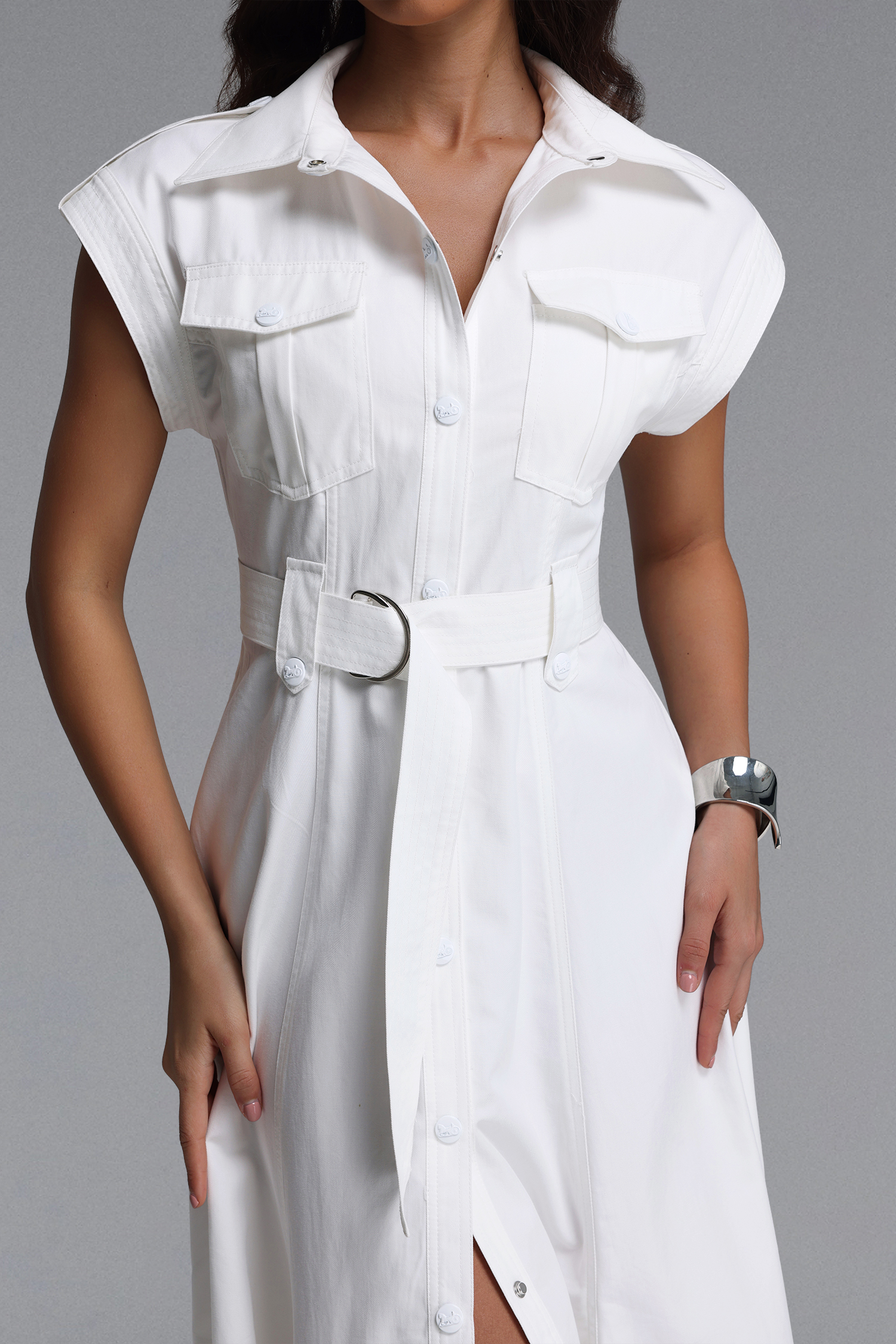 Siayh Elegant Tailored Sleeveless Woven Maxi Dress