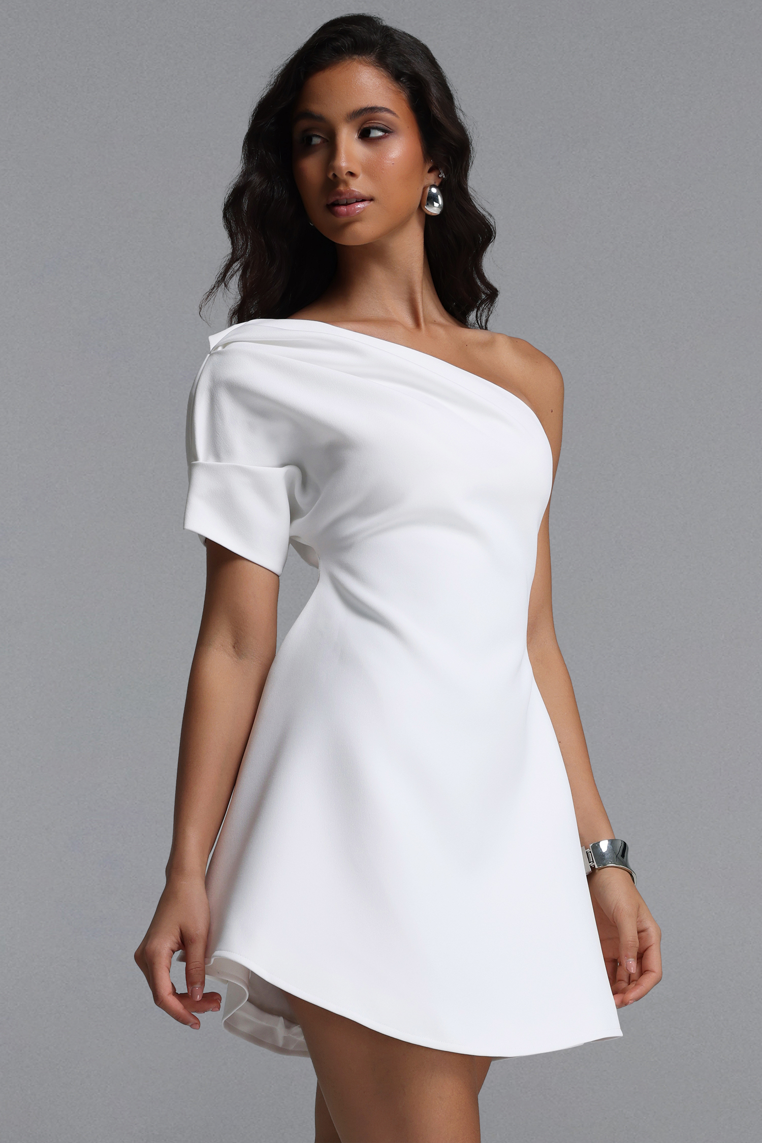 Verney Elegant tailored Ruched Woven Mini Dress