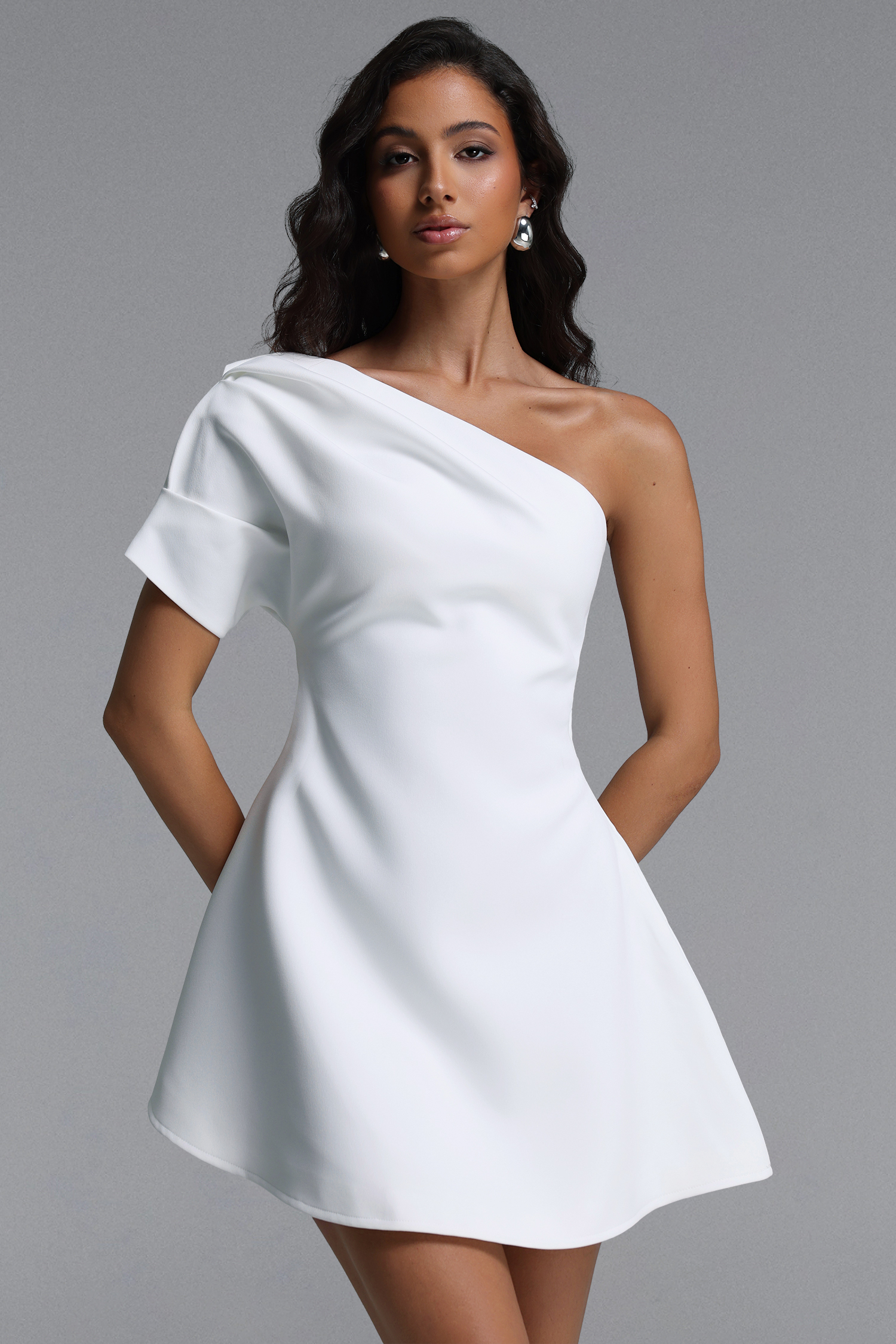 Verney Elegant tailored Ruched Woven Mini Dress