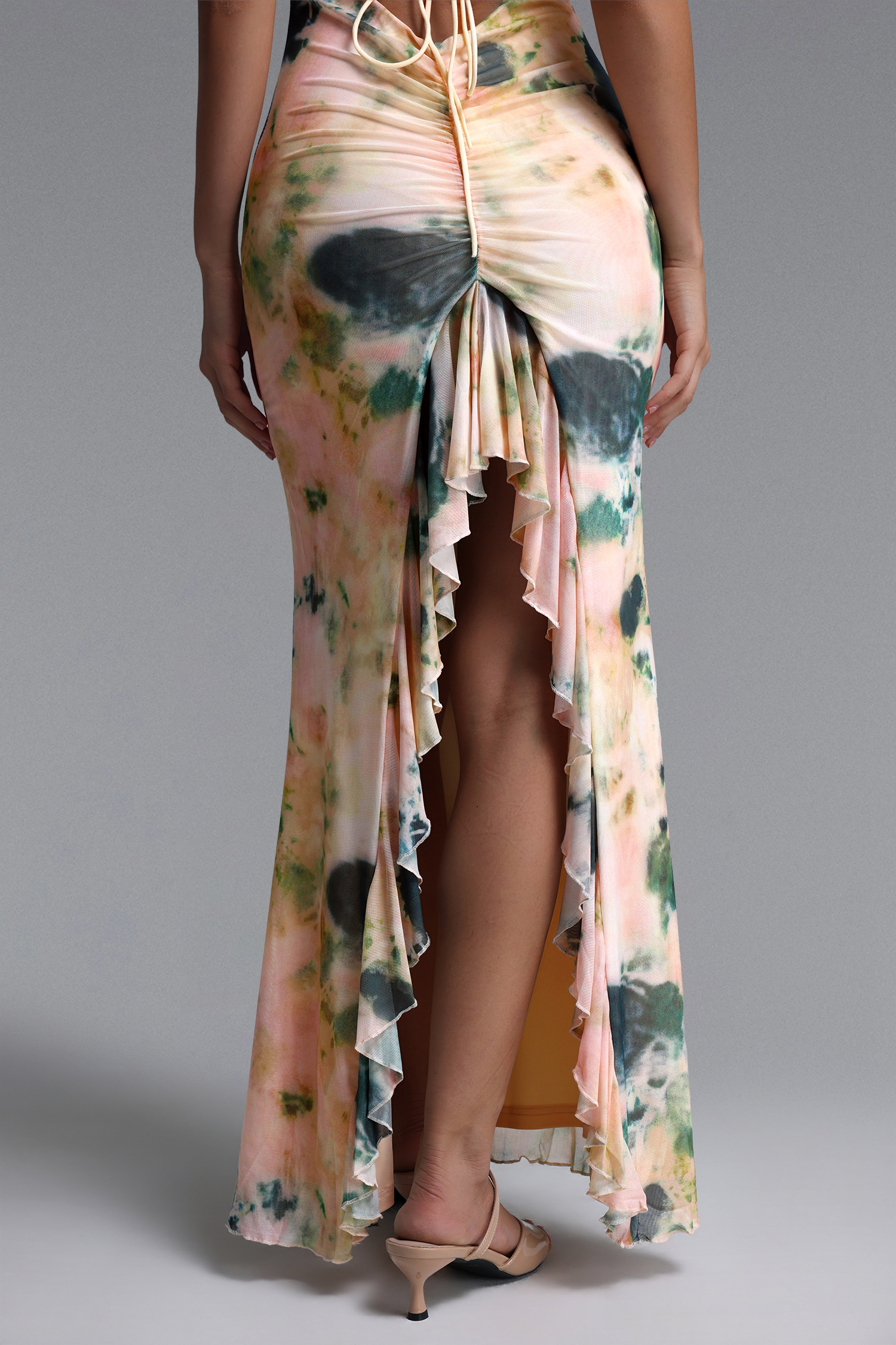 Tatum Resort Contour Sleeveless Print Mesh Maxi dress