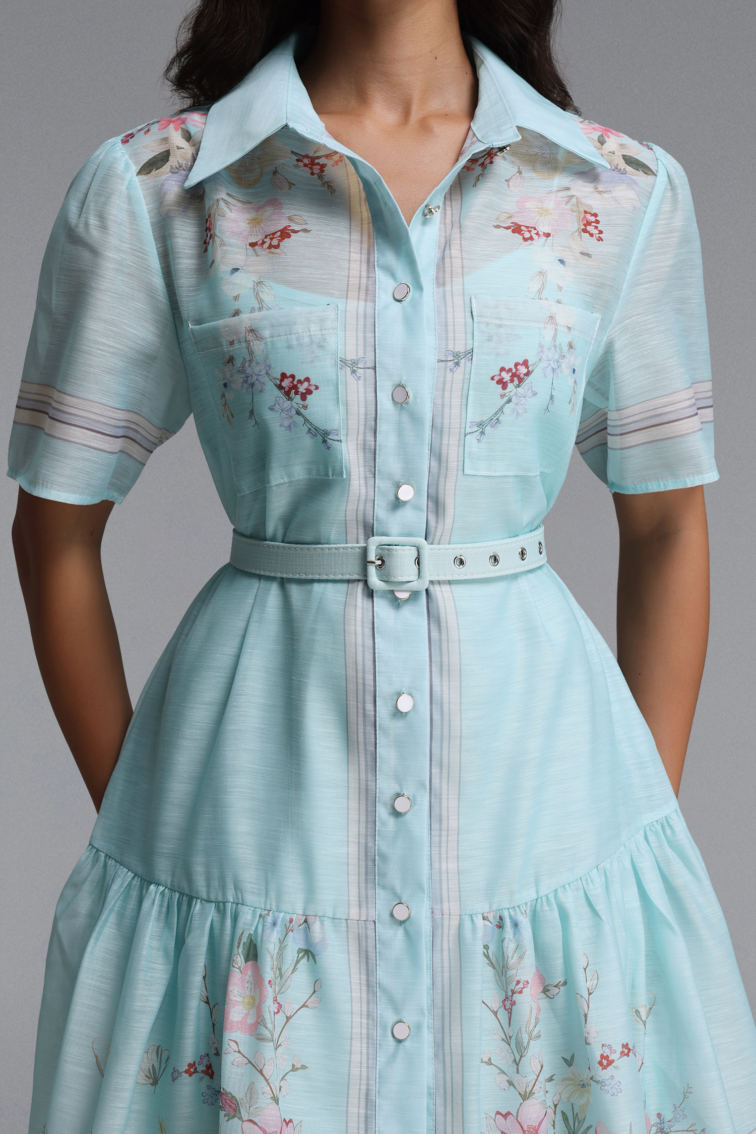 Nikuna Resort Flowy Short Sleeve Floral Print Woven Mini Dress