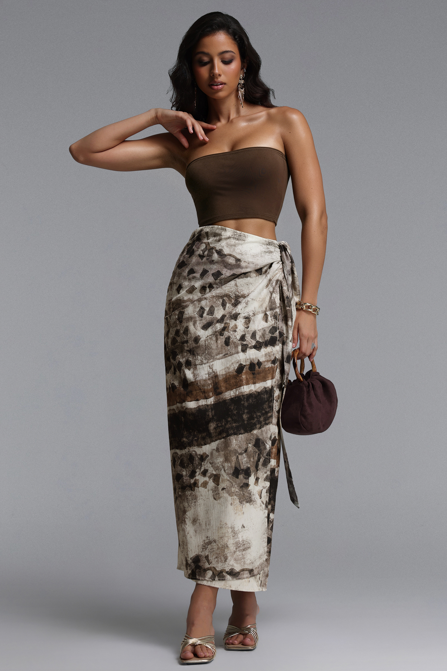 Zavan Resort Flowy Sleeveless Knit Top And Print Woven Skirt Two