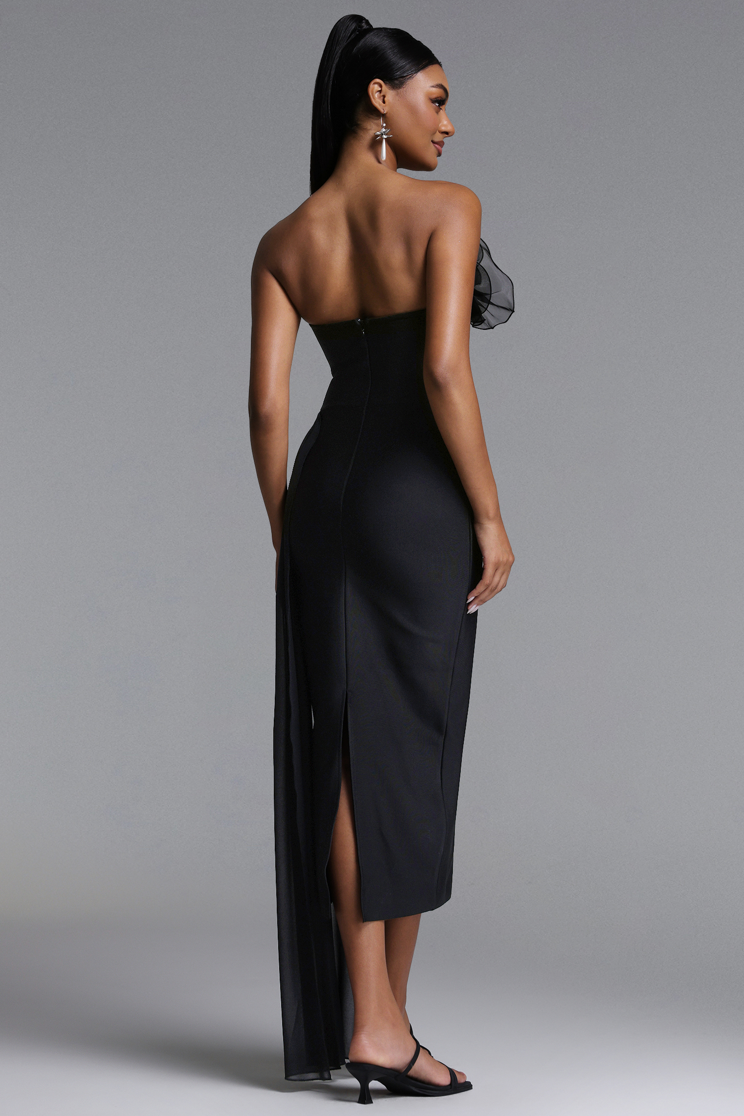 Sling Elegant Contour Strapless Floral Bandage Maxi Dress