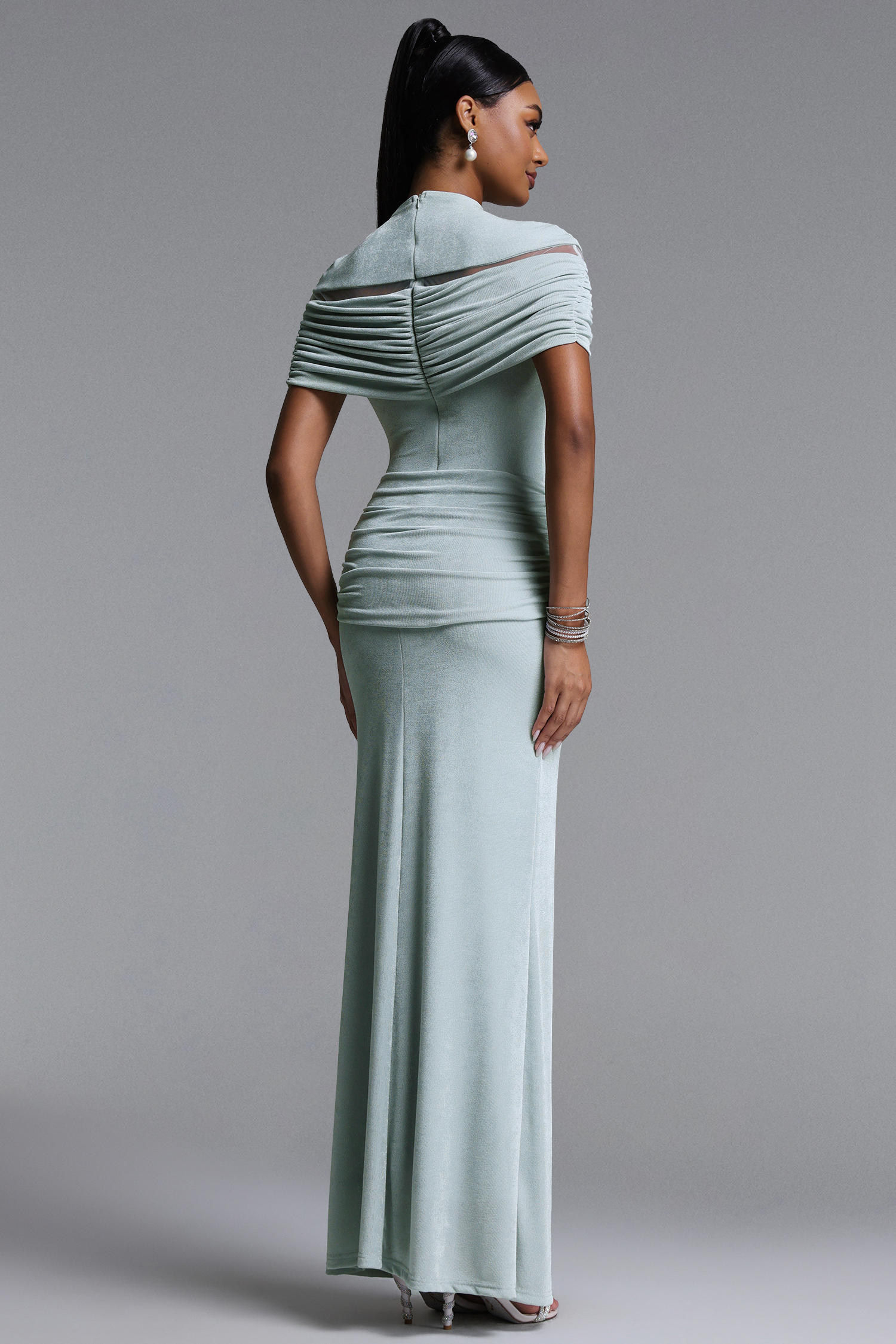 Drana Elegant Contour Sleeveless Cut Out Ruched Maxi Dress