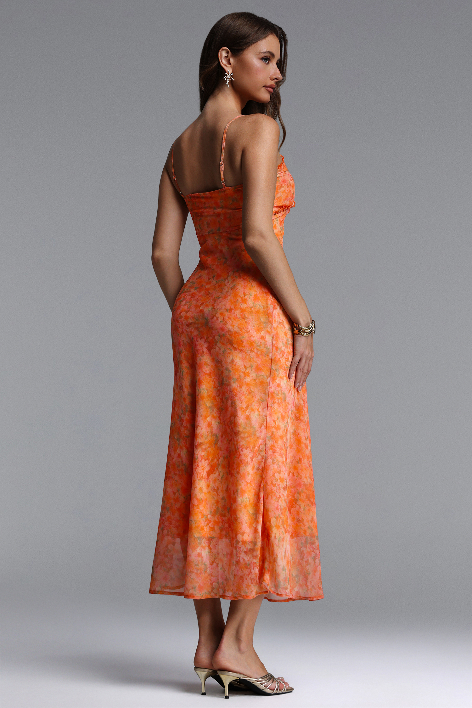 オーダー専用ページ Ienee Resort Contour Sleeveless Ruffle Floral Print Woven Maxi