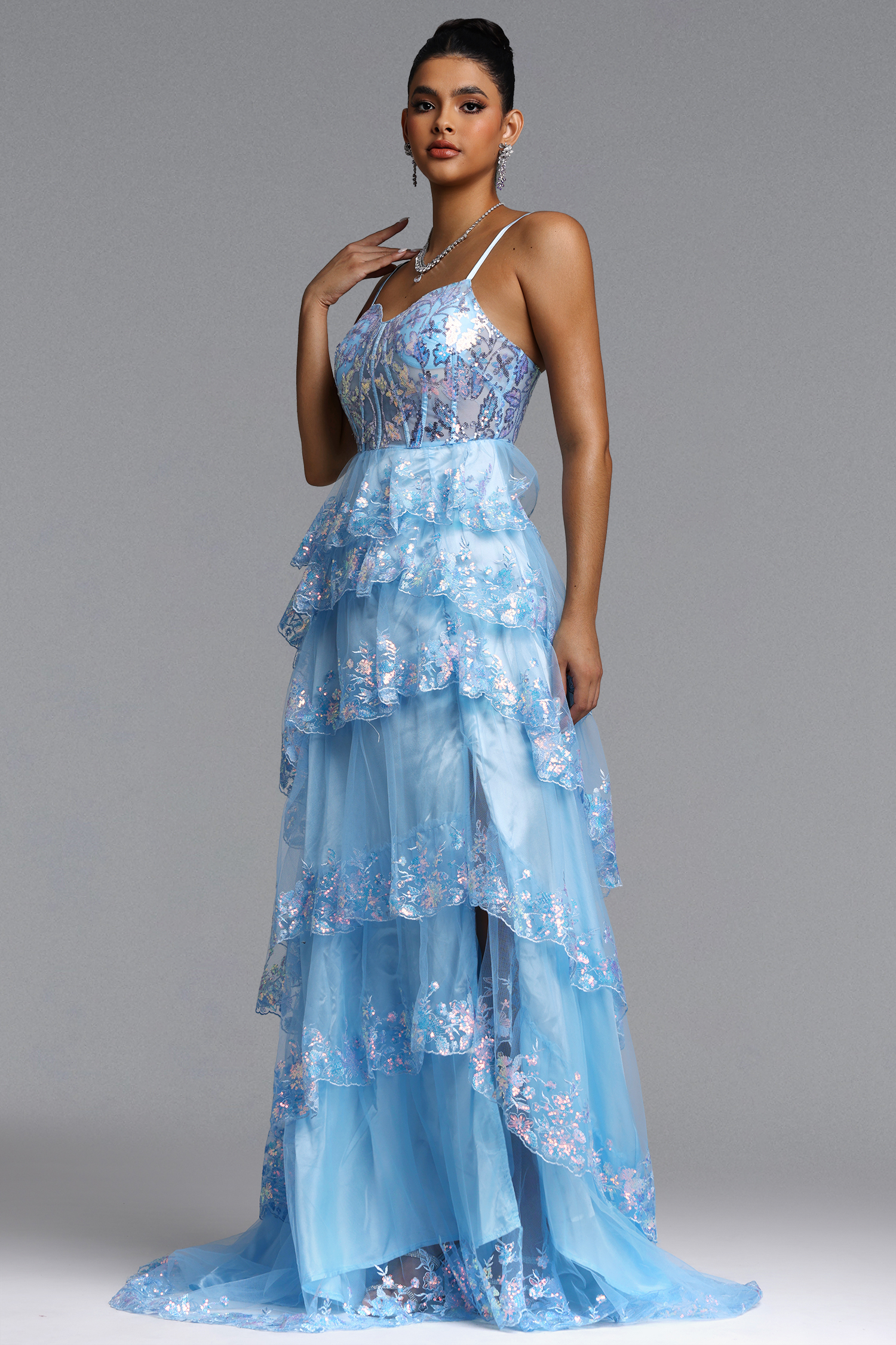 Ivy Romantic Tailored Embellished Sequin Maxi Dress
