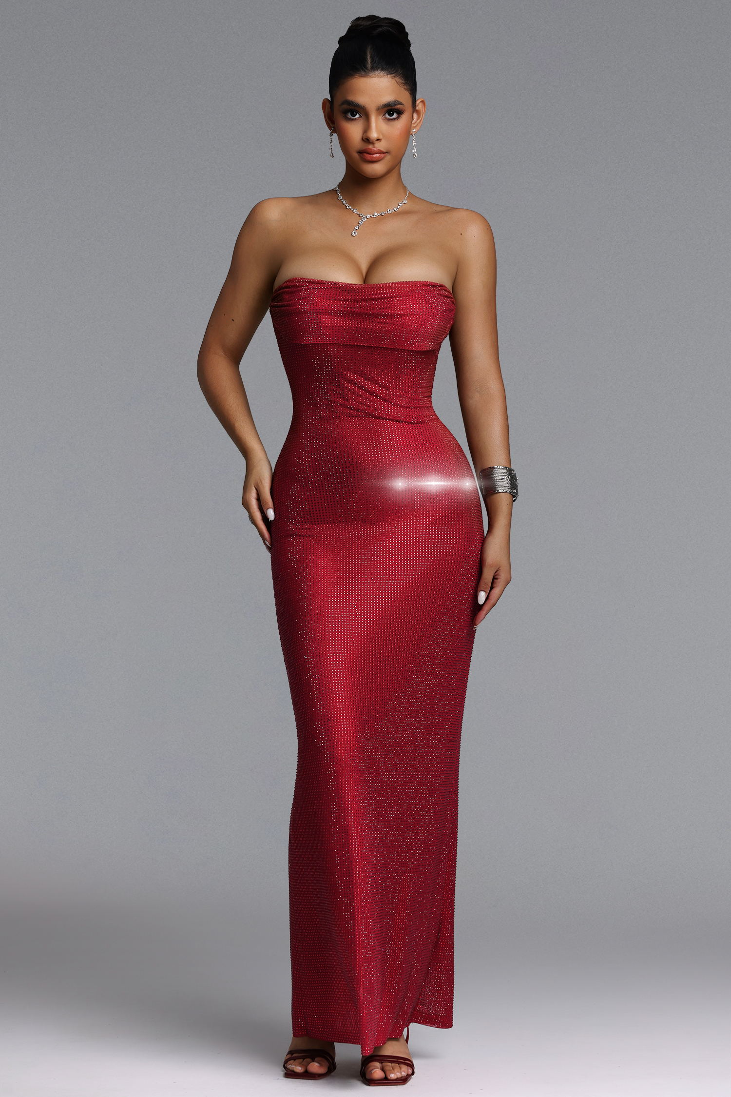 Kerta Romantic Contour Strapless Crystal Maxi Dress