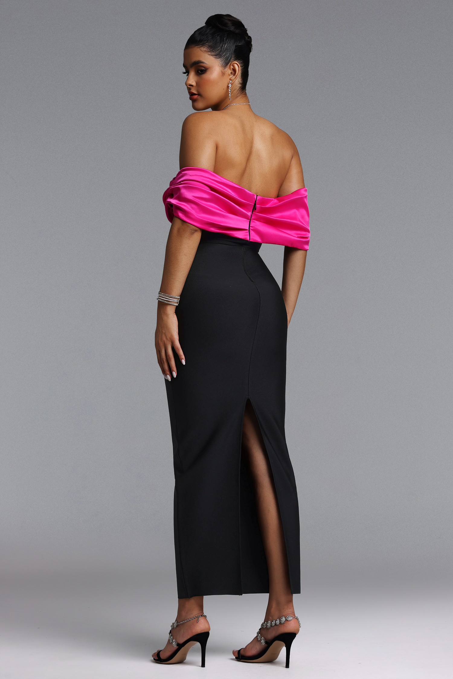 Lala Off-The-Shoulder Fold Bandage Maxi Dress