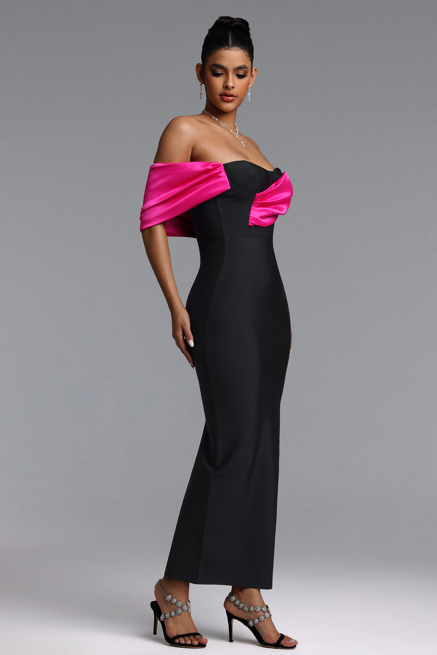 Lala Off-The-Shoulder Fold Bandage Maxi Dress