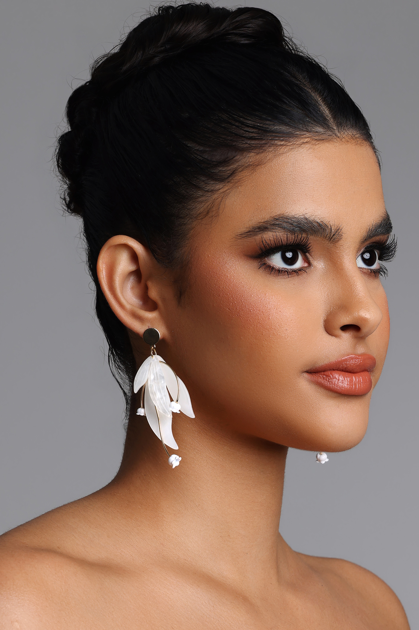 Pale Resin Leaf  Flower Earrings