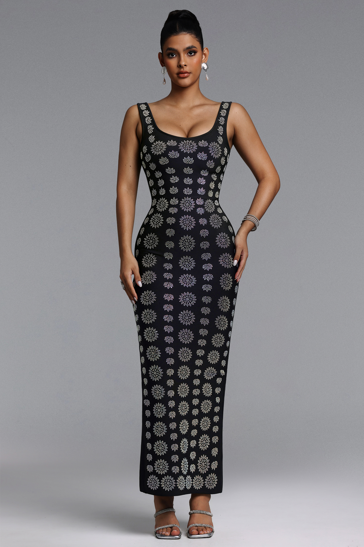 Lisa Chic Contour Crystal Bandage Maxi Dress