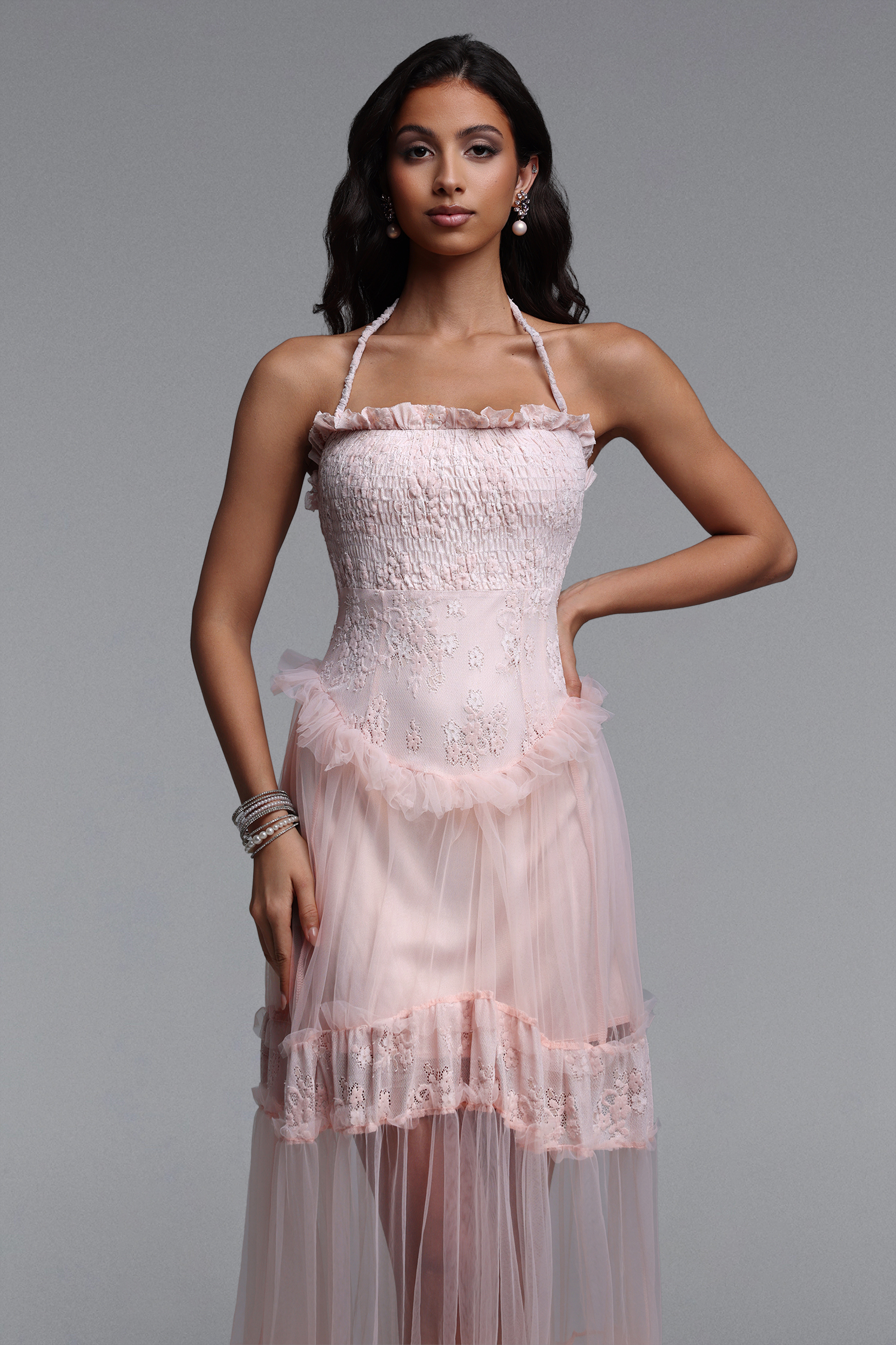 Ornella Resort Flowy Sleeveless Ruffle Tulle Maxi Dress – Bellabarnett