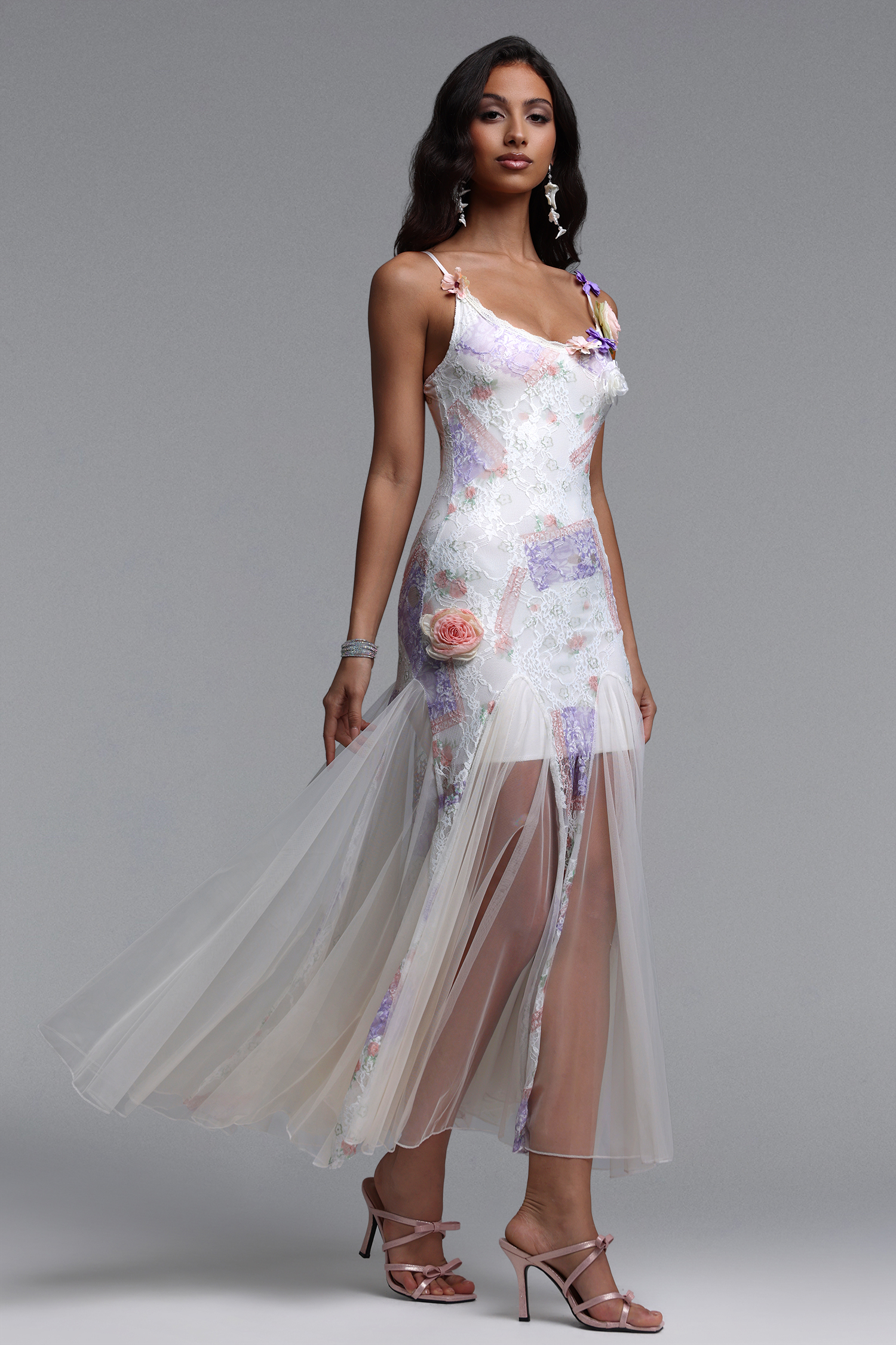Zade Resort Flowy Print Floral Lace Maxi Dress – Bellabarnett