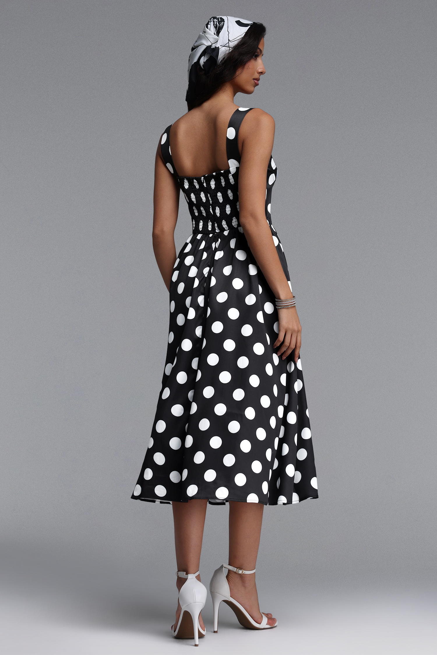 Eurin Classic Tailored Sleeveless Polka Dot Maxi Dress