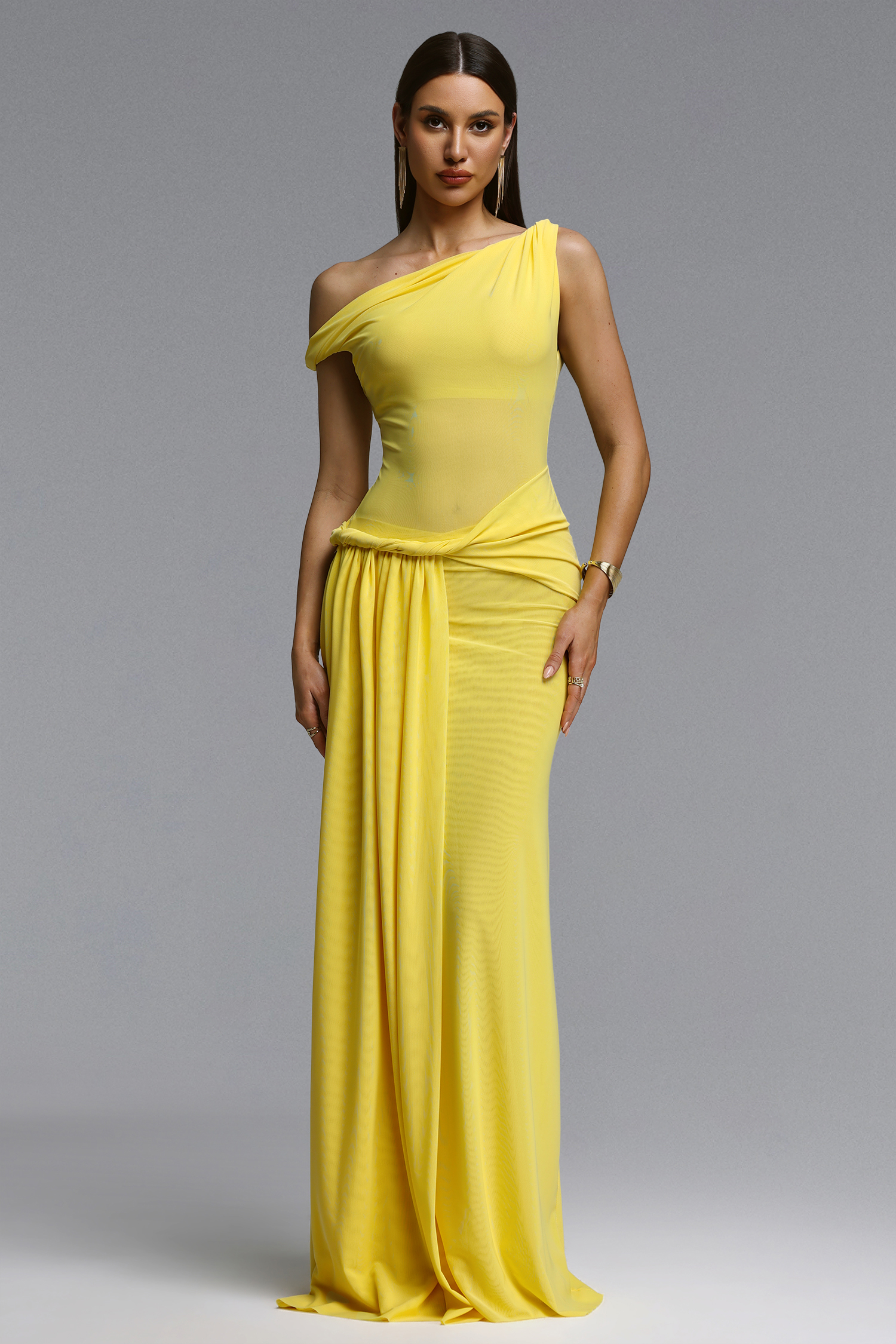 Ridia Chic Contour Off Shoulder Twist Maxi Dress