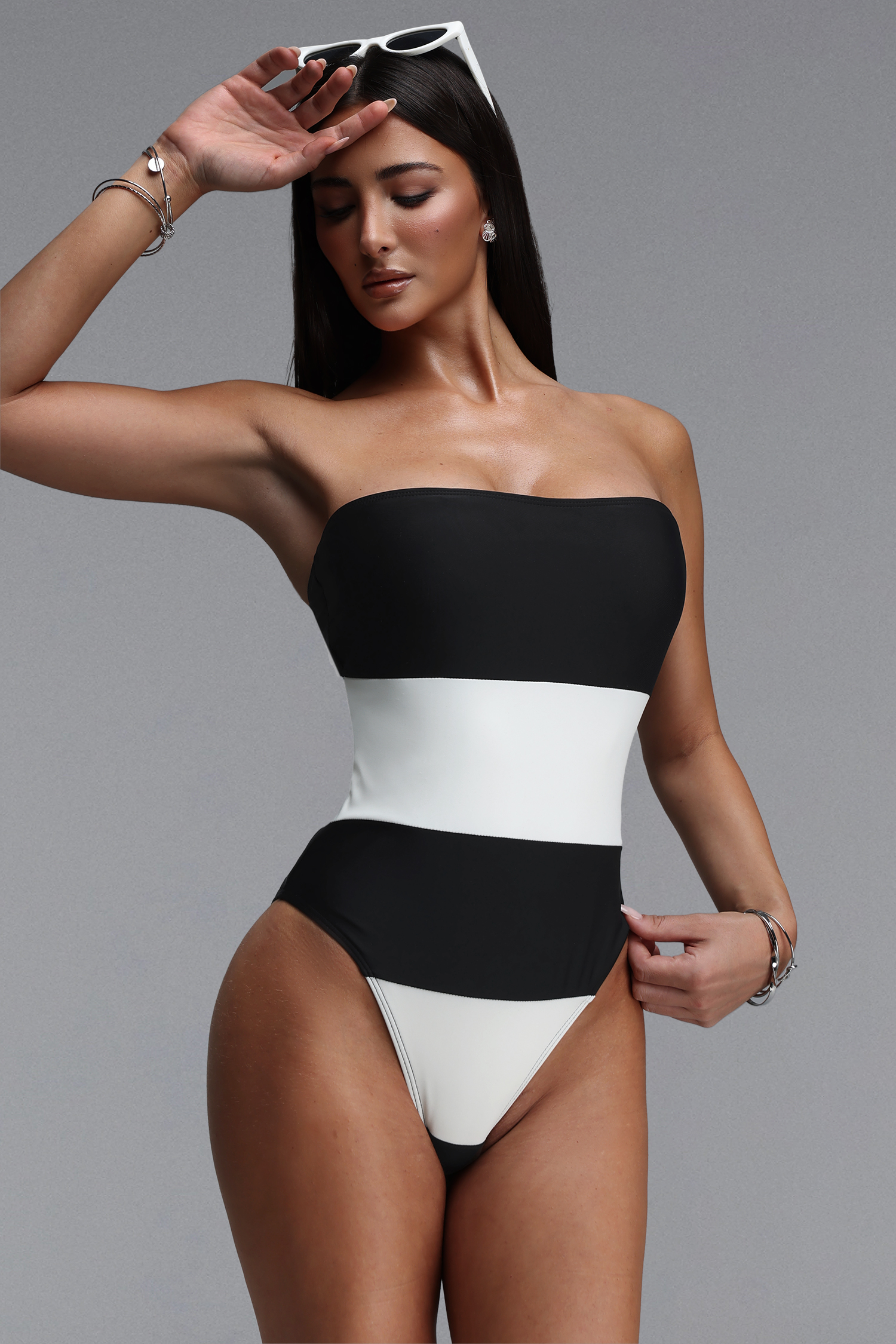 Kasey Classic Sleeveless Stripe One Piece Swimsuit