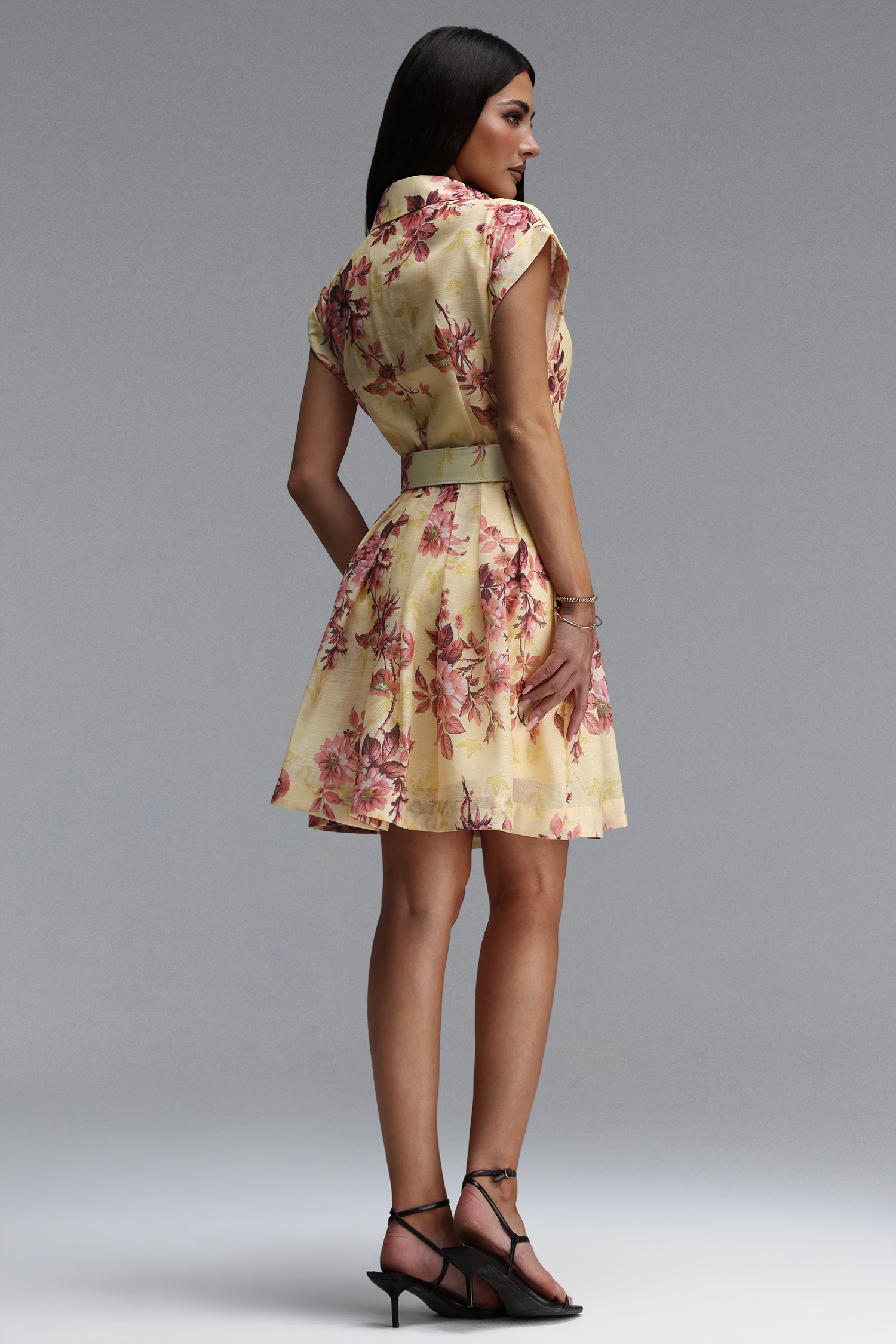 Kasa Resort Flowy Short Sleeve Floral Print Woven Mini Dress
