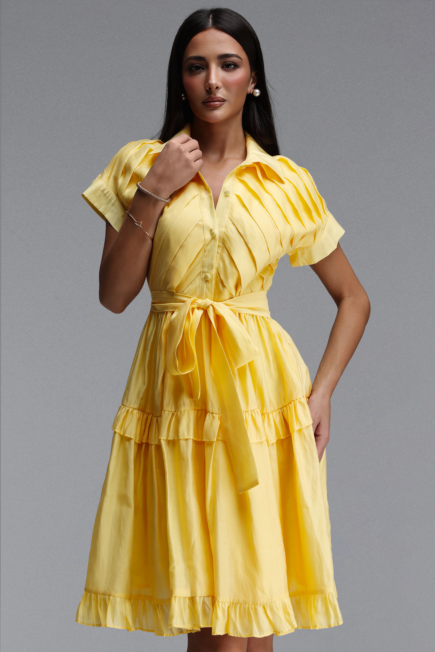 Sete Resort Flowy Sleeveless Ruched Woven Mini Dress