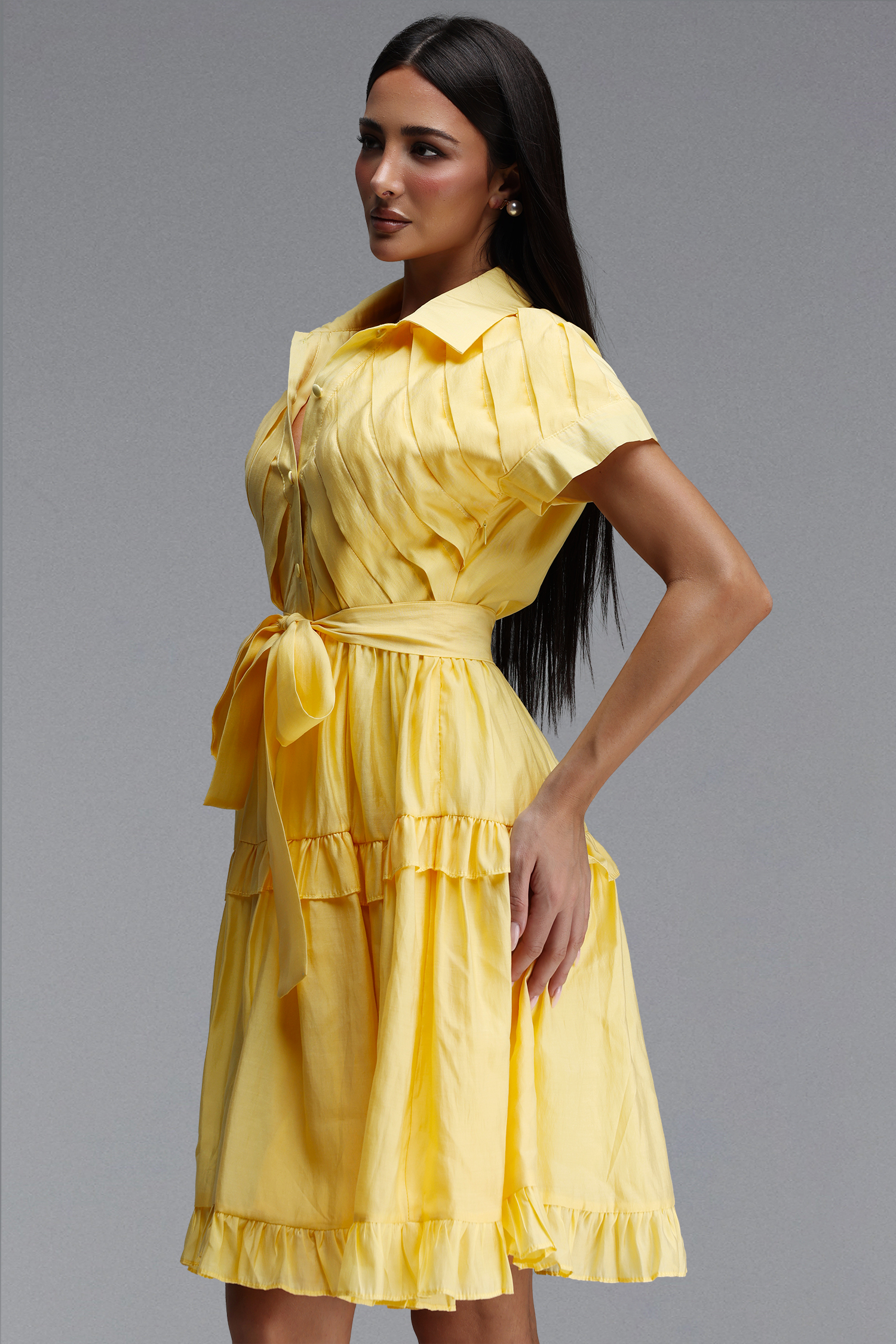 Sete Resort Flowy Sleeveless Ruched Woven Mini Dress