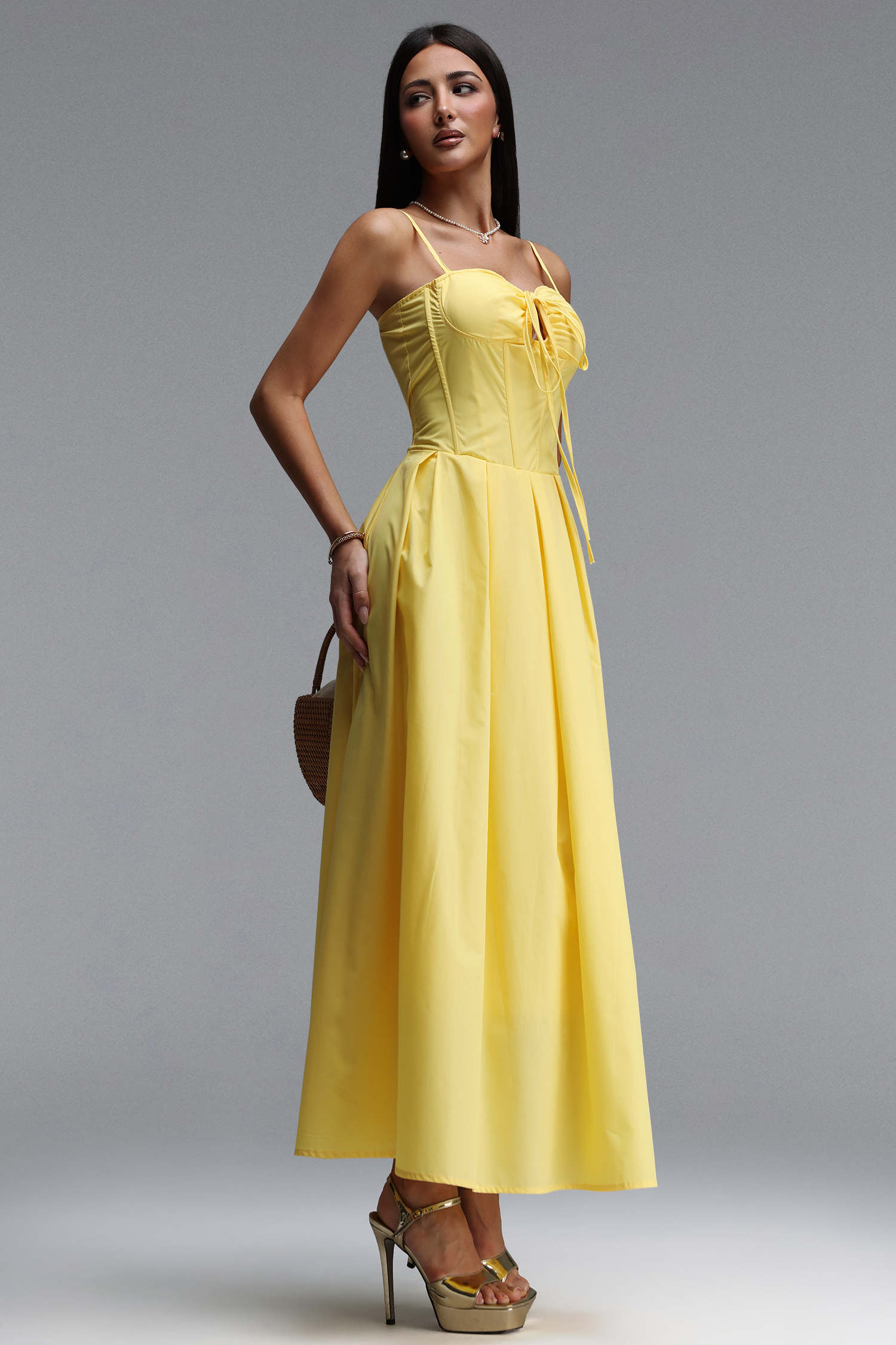 Demily Resort Flowy Cut Out Sleeveless Woven Maxi Dress